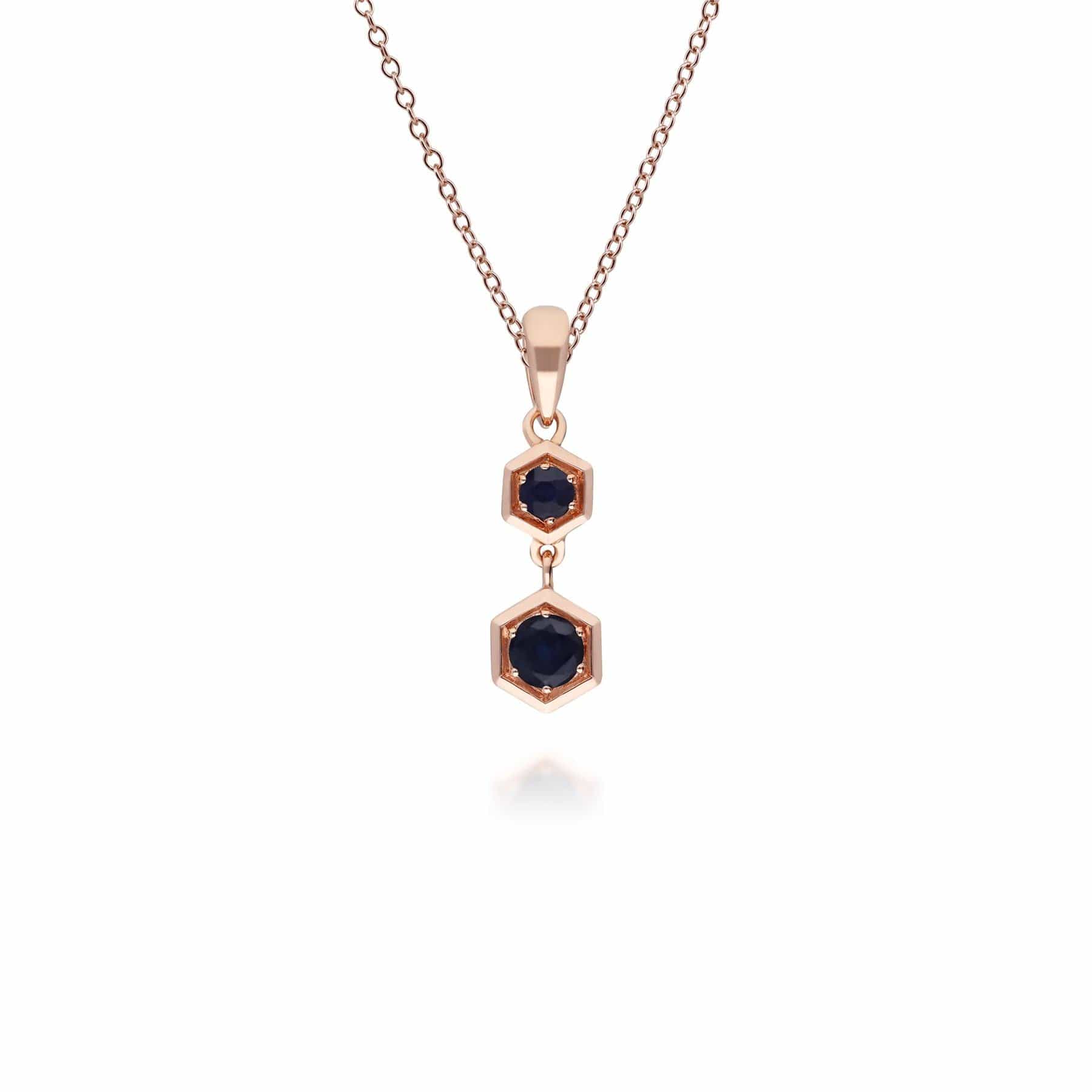 Product photograph of Honeycomb Inspired Sapphire Pendant Necklace In 9ct Rose Gold from Gemondo Jewellery