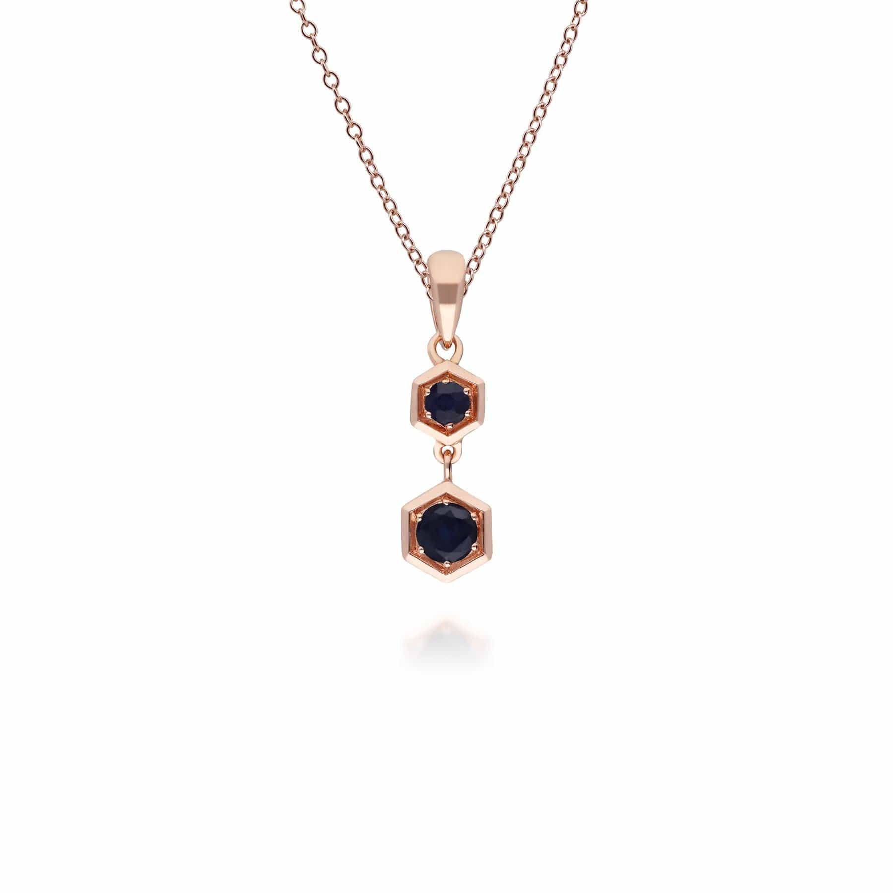Image of Honeycomb Inspired Sapphire Pendant Necklace in 9ct Rose Gold