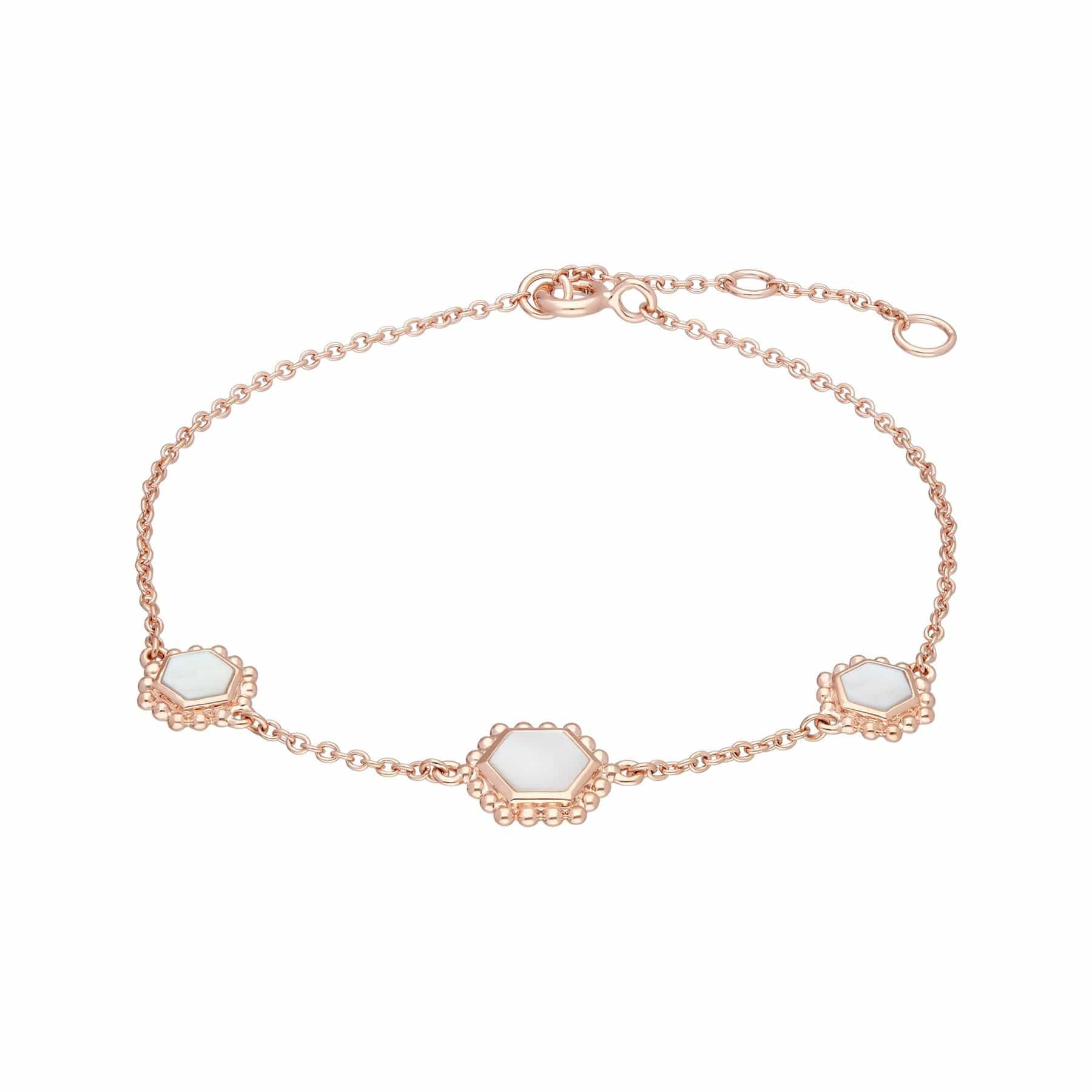 Image of Mother of Pearl Slice Chain Bracelet in Rose Gold Plated Silver