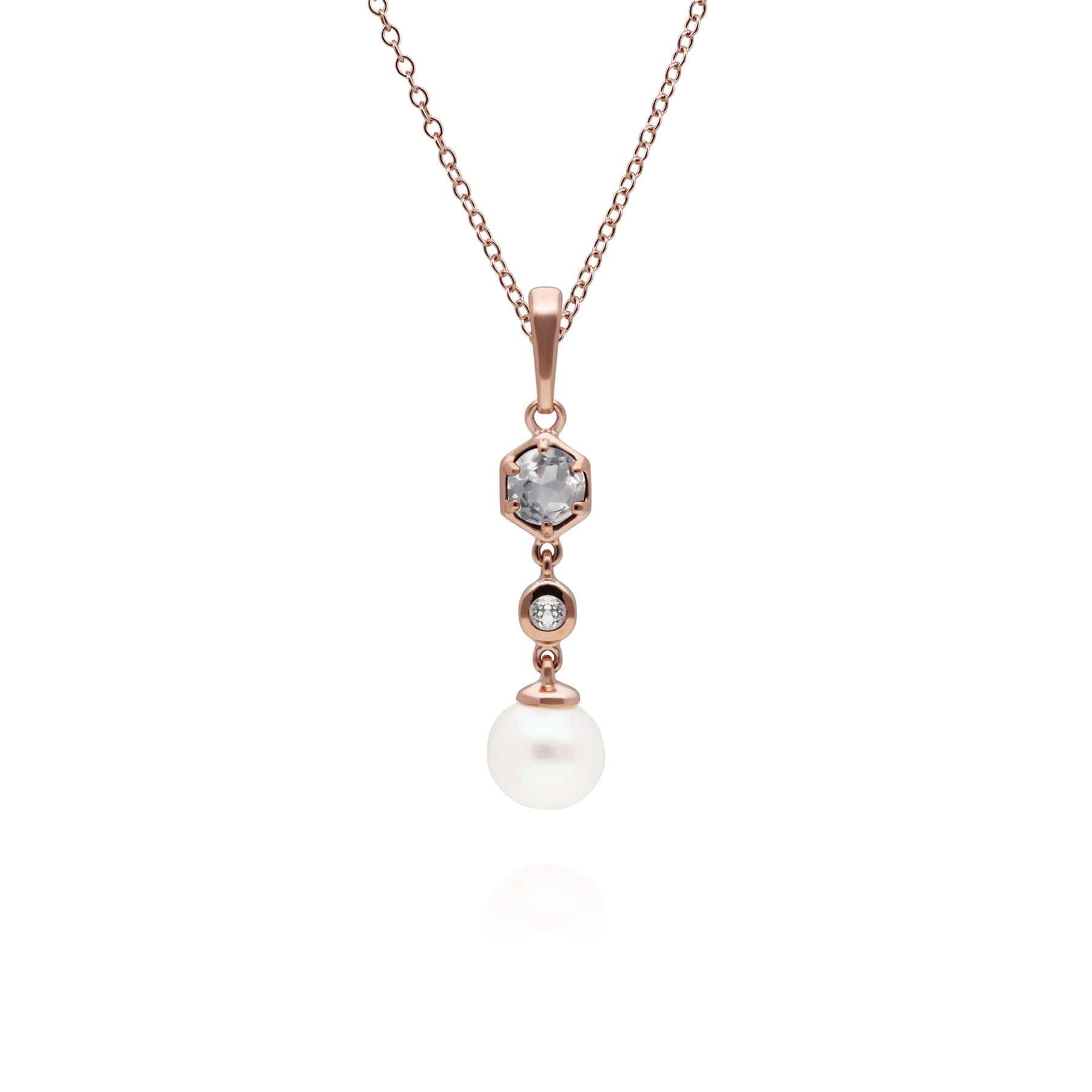 Photos - Pendant / Choker Necklace Modern Pearl & Topaz Drop Pendant in Gold Plated Silver