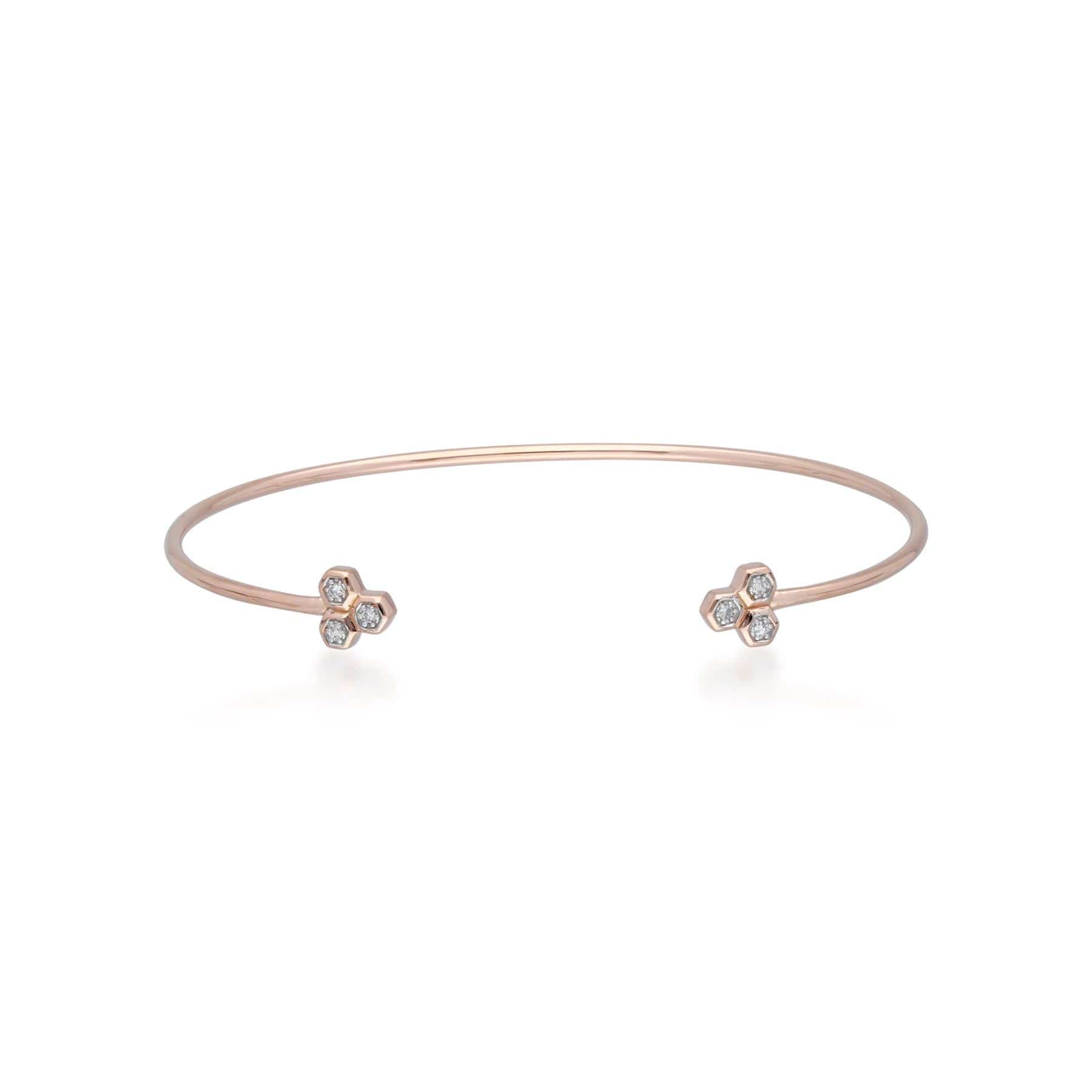 Product photograph of Diamond Trilogy Geometric Open Bangle In 9ct Rose Gold from Gemondo Jewellery