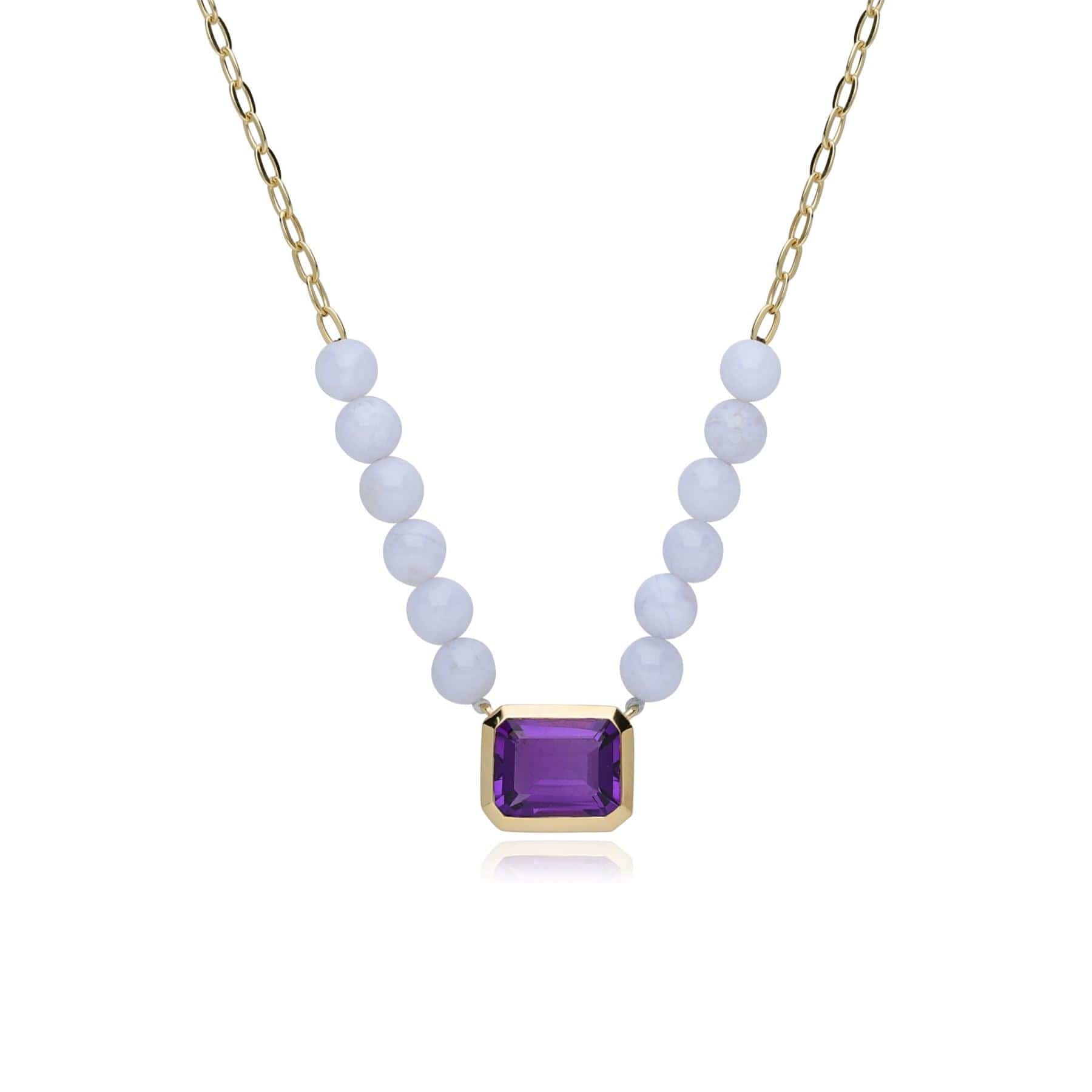 Product photograph of Ecfew Unifier Amethyst Blue Lace Agate Necklace In Gold Plated Sterling Silver from Gemondo Jewellery