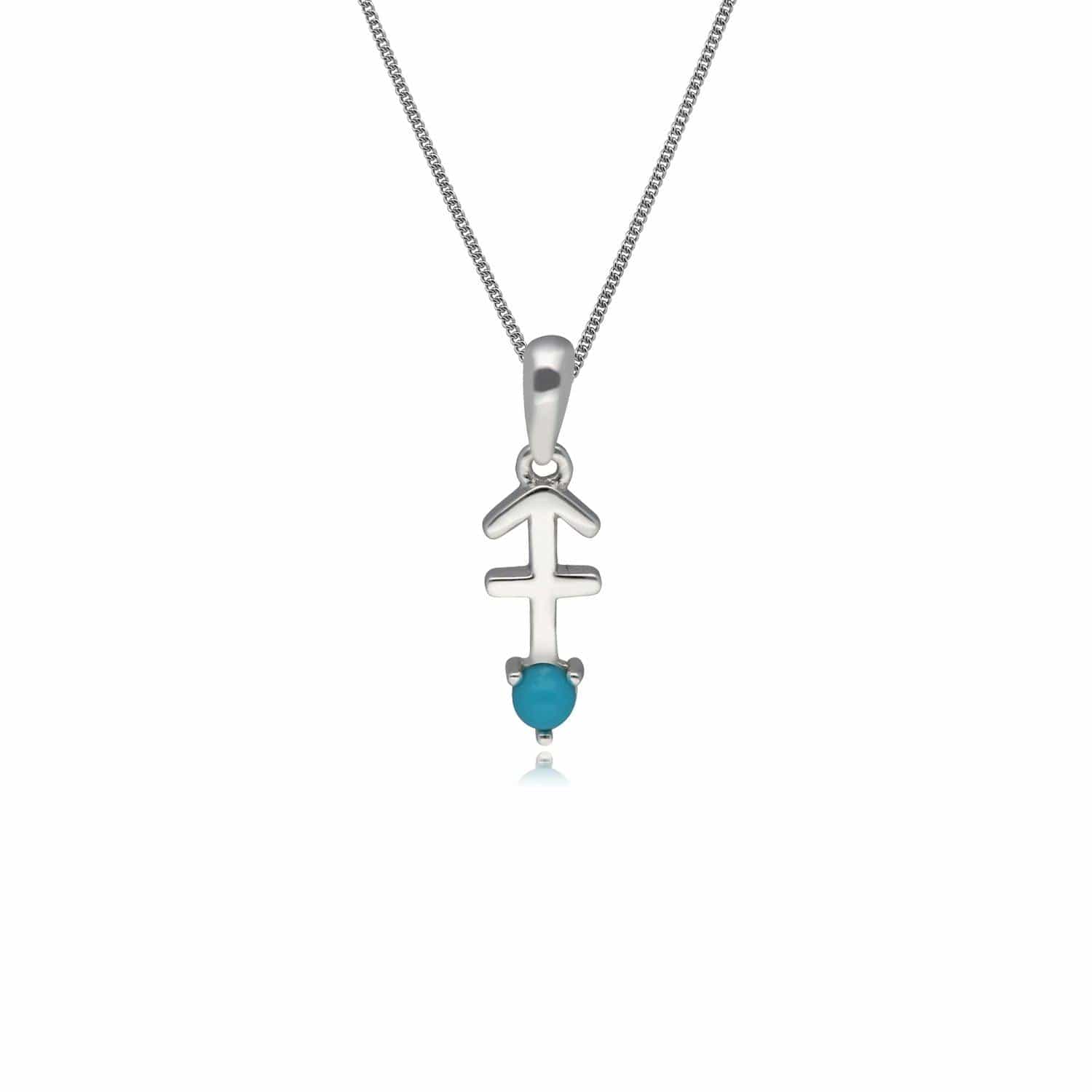 Product photograph of Turquoise Sagittarius Zodiac Charm Necklace In 9ct White Gold from Gemondo Jewellery