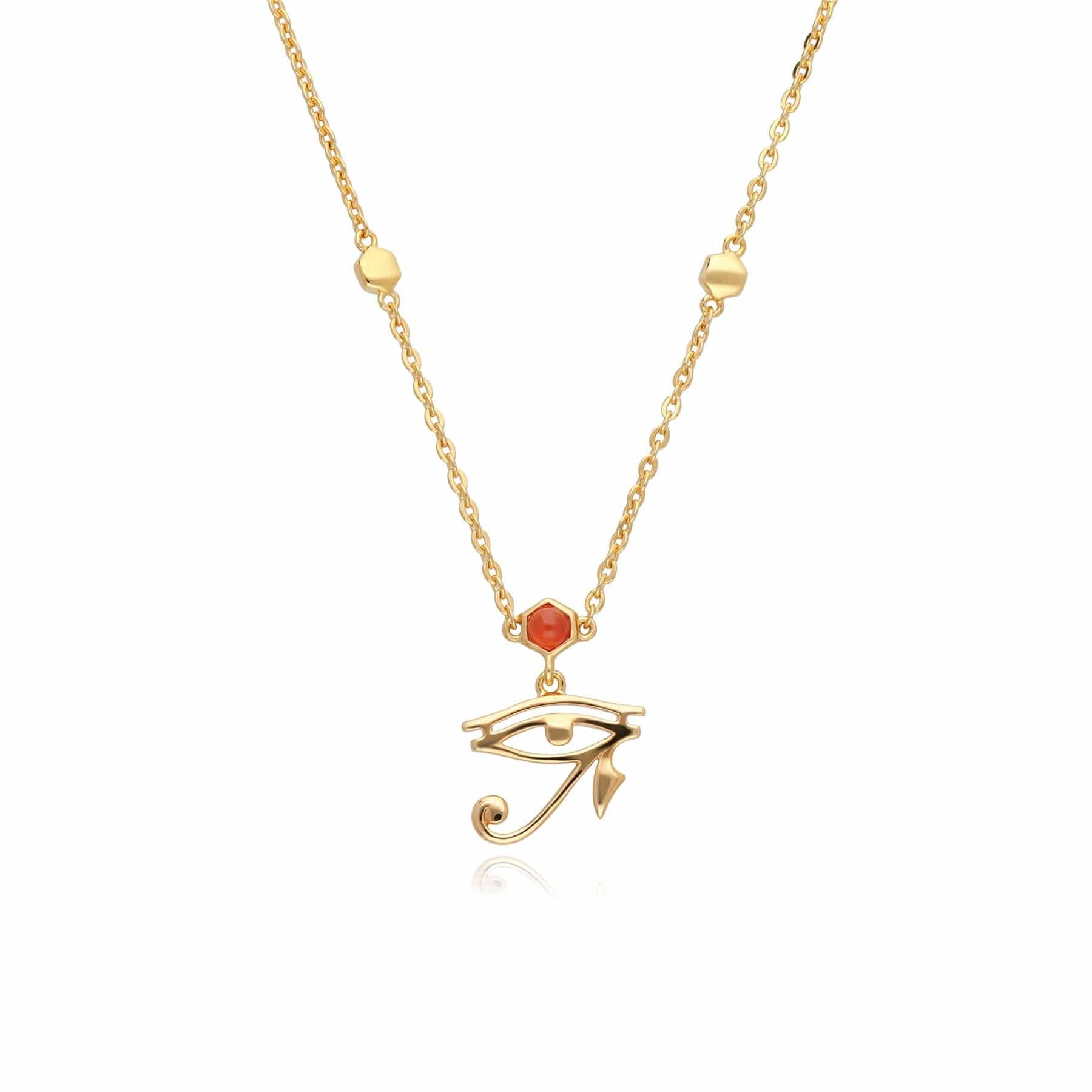 Product photograph of Ecfew Carnelian Eye Of Ra Necklace In 9ct Yellow Gold from Gemondo Jewellery