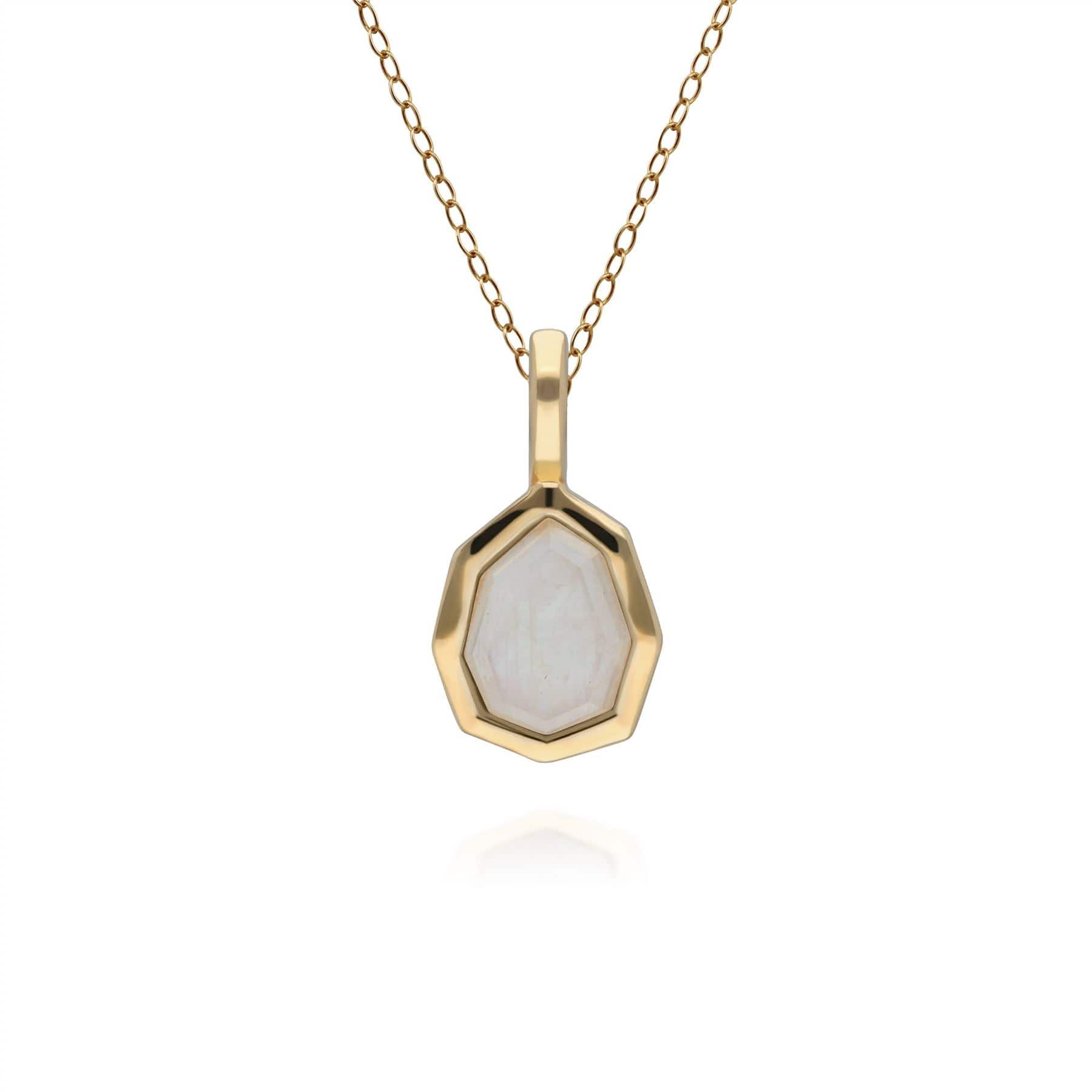 Product photograph of Irregular B Gem Rainbow Moonstone Pendant In Gold Plated Sterling Silver from Gemondo Jewellery