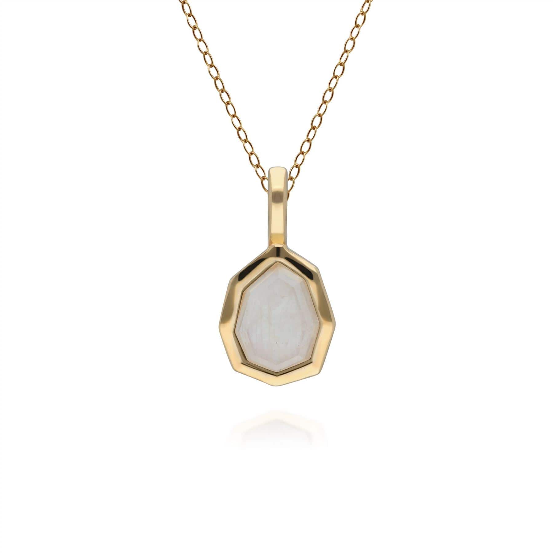 Image of Irregular B Gem Rainbow Moonstone Pendant in Gold Plated Sterling Silver