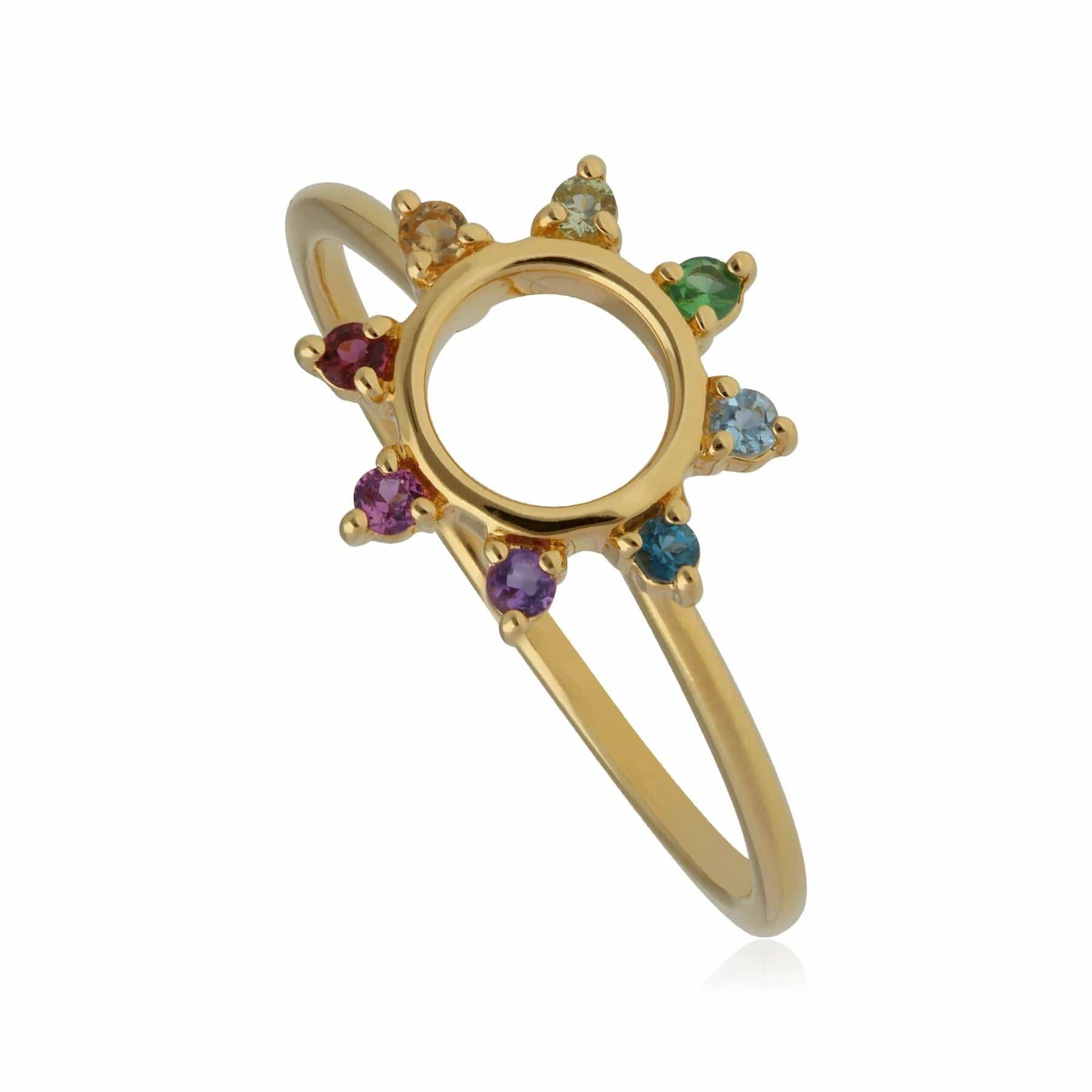 Image of Rainbow Sunburst Ring in Gold Plated Sterling Silver