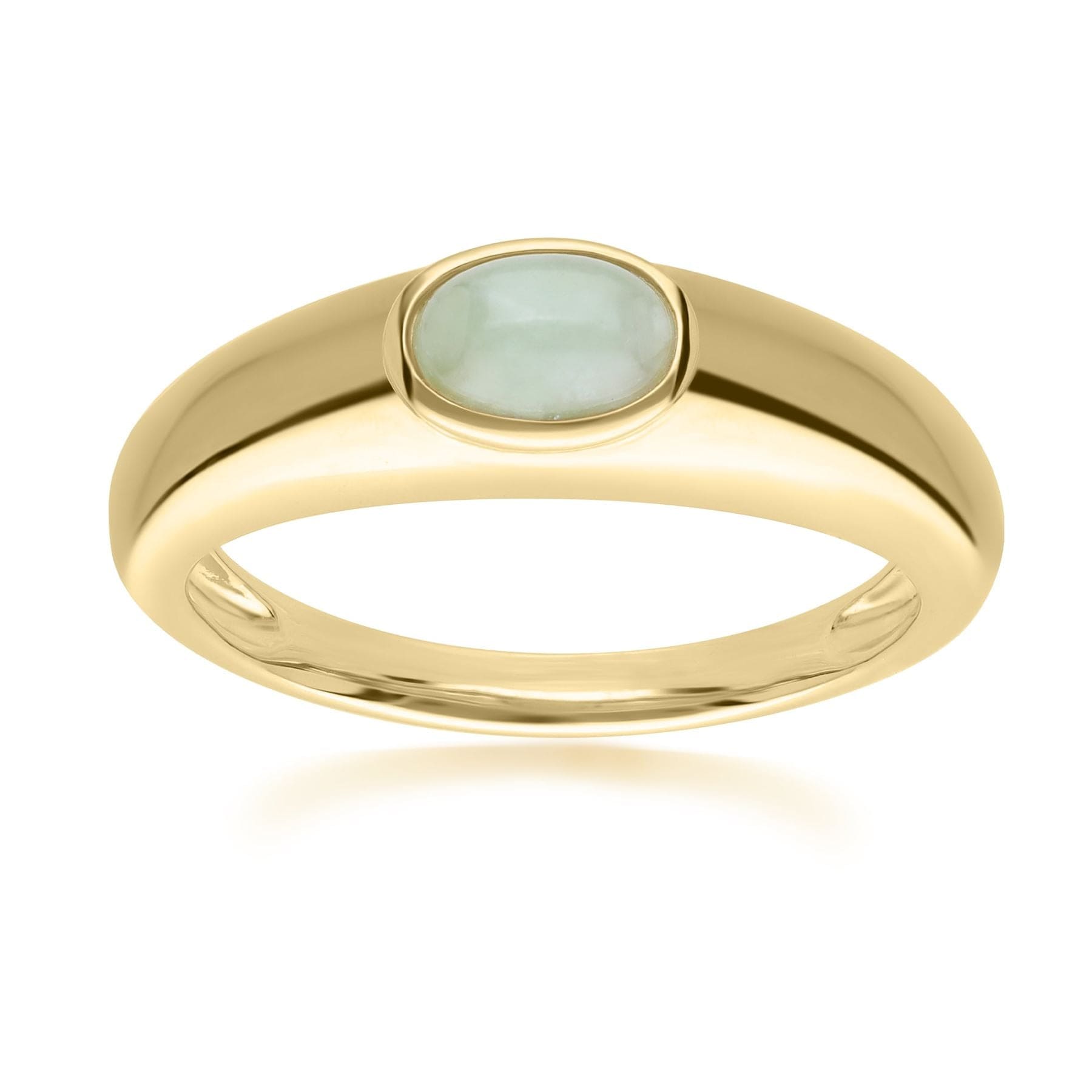 Product photograph of Modern Classic Oval Jade Green Ring In 18ct Gold Plated Silver from Gemondo Jewellery