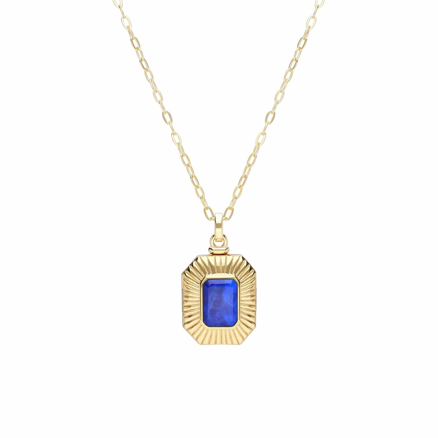 Product photograph of Bona Fide Lapis Lazuli Octagon Locket In Gold Plated Sterling Silver from Gemondo Jewellery