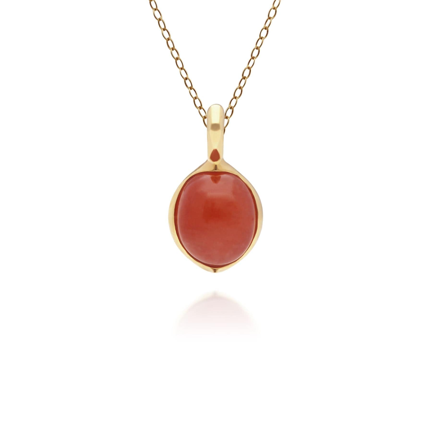 Photos - Pendant / Choker Necklace Irregular Collection Dyed Red Jade Pendant in Gold Plated Sterling Silver