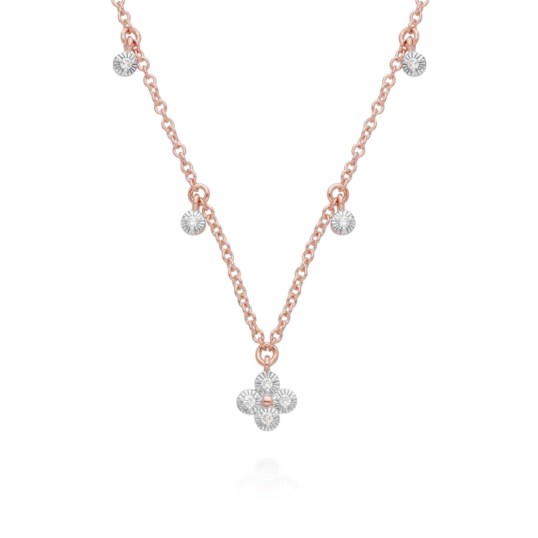 Product photograph of Diamond Flowers Choker Charm Necklace In 9ct Rose Gold from Gemondo Jewellery
