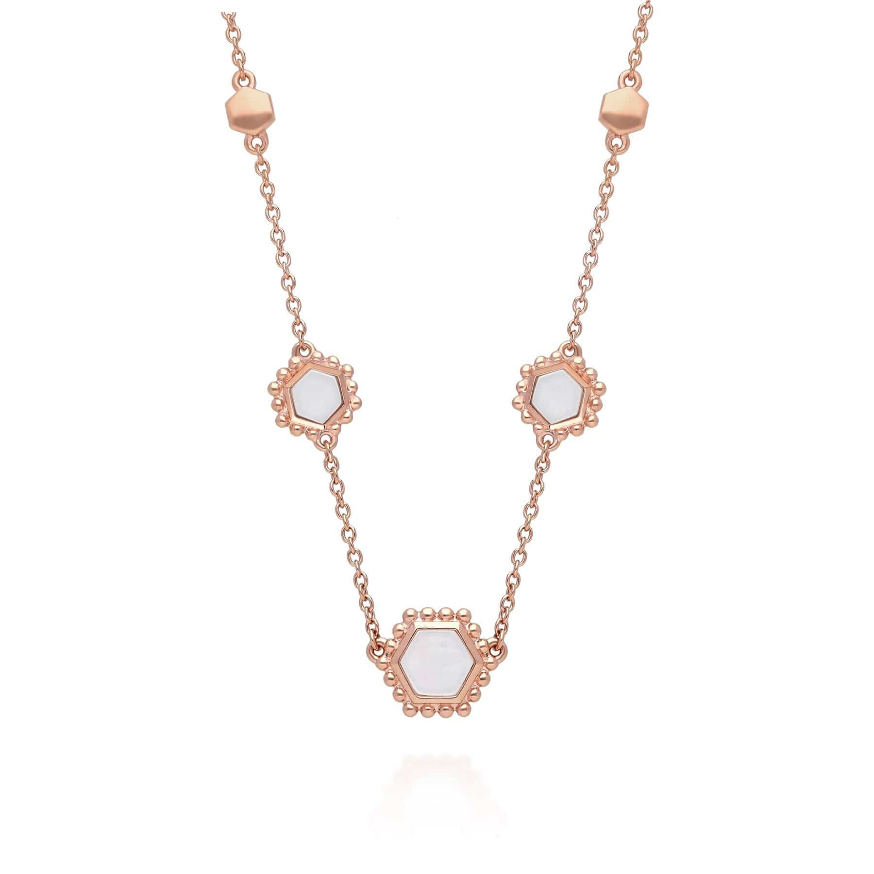 Product photograph of Mother Of Pearl Slice Chain Necklace In Rose Gold Plated Silver from Gemondo Jewellery