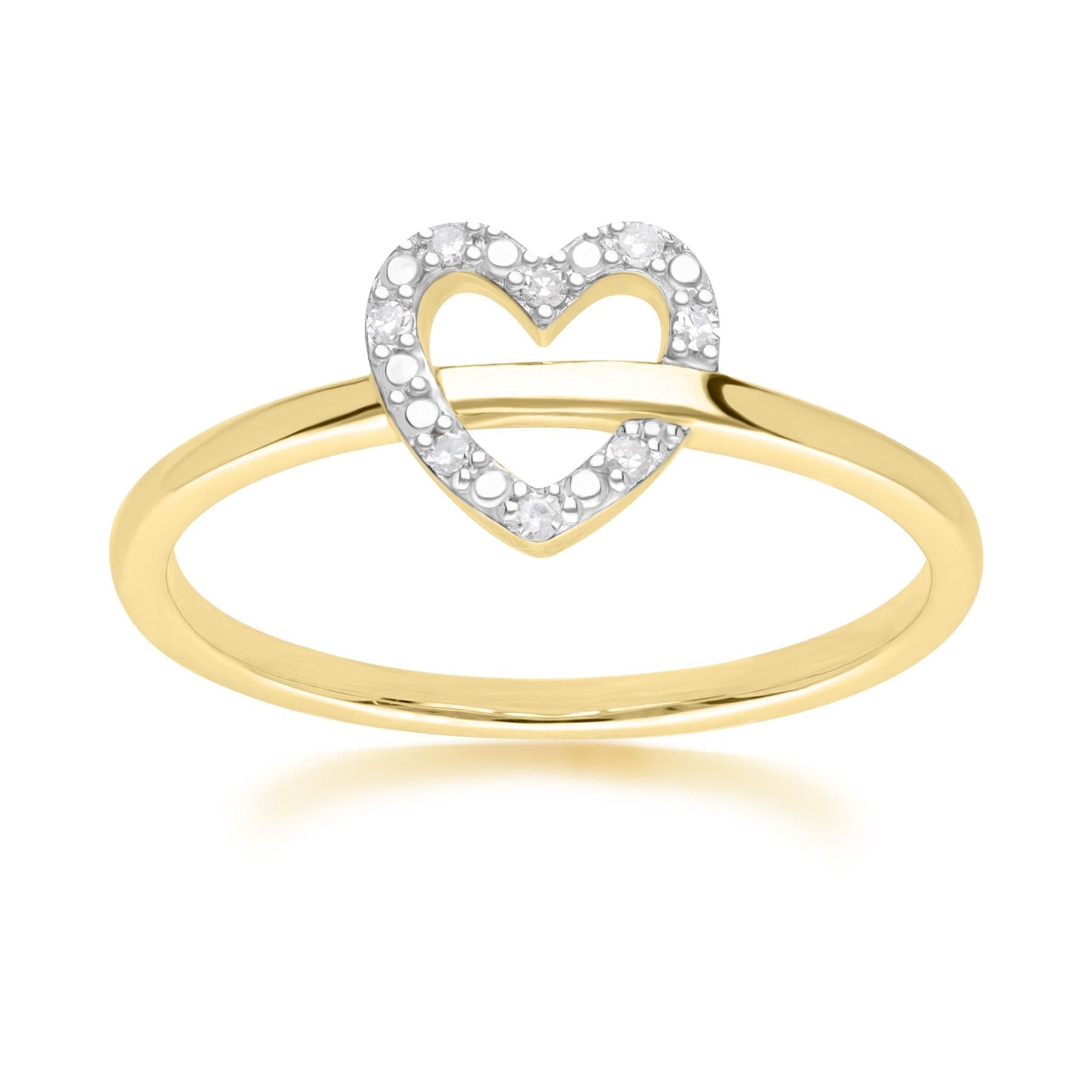 Product photograph of Diamond Love Heart Ring In 9ct Yellow Gold from Gemondo Jewellery