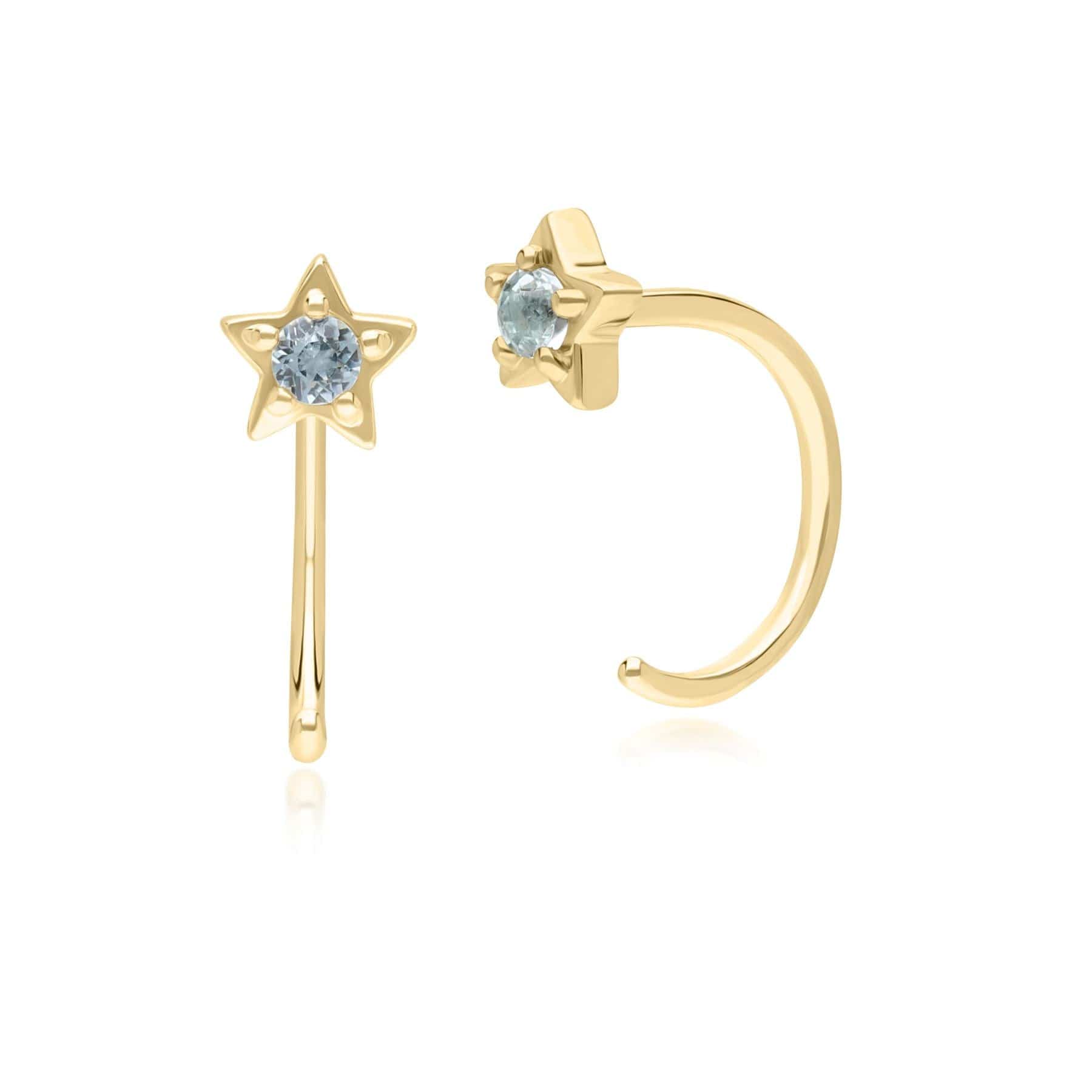Product photograph of Modern Classic Sky Blue Topaz Pull Through Hoop Earrings In 9ct Yellow Gold from Gemondo Jewellery
