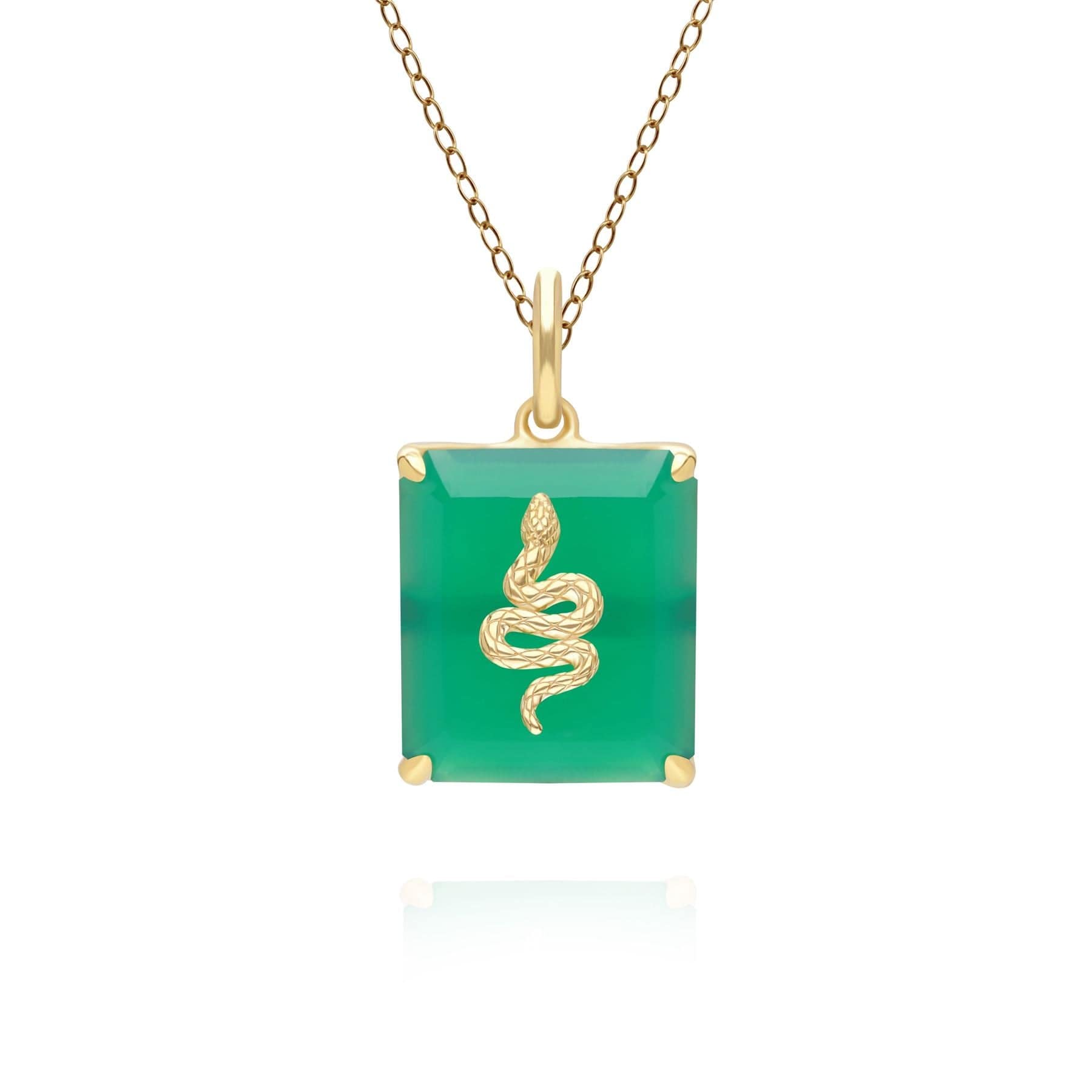 Product photograph of Grand Deco Green Chalcedony Snake Pendant In Gold Plated Sterling Silver from Gemondo Jewellery