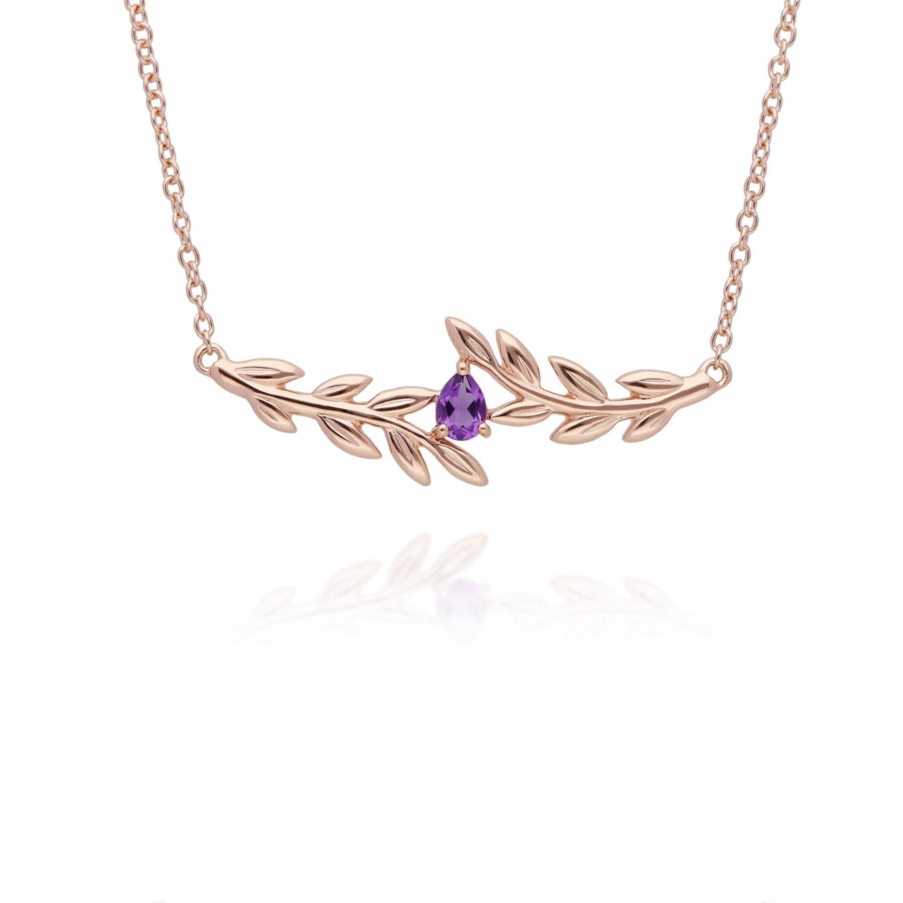 Image of O Leaf Amethyst Necklace in 9ct Rose Gold