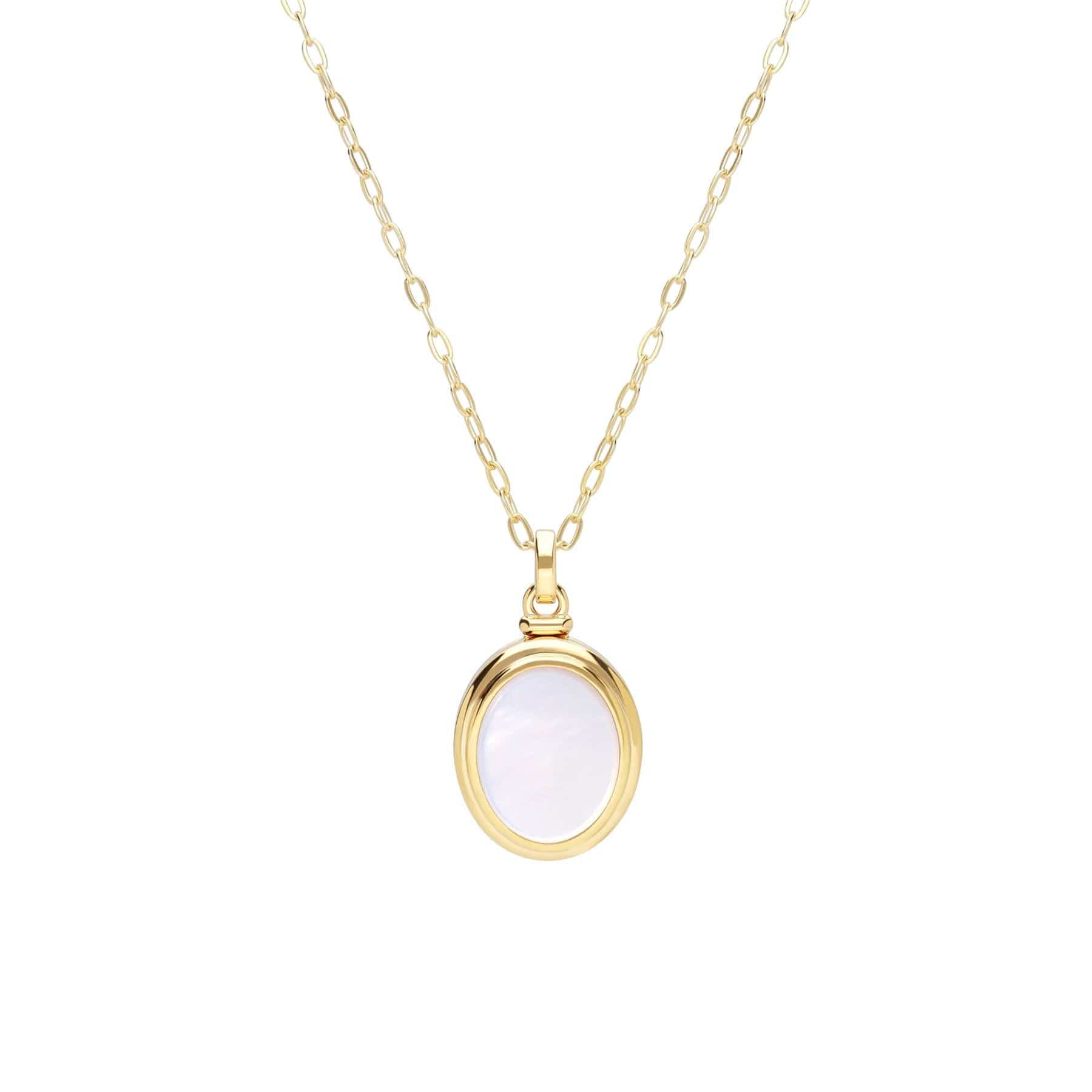 Product photograph of Bona Fide Mother Of Pearl Oval Locket In Yellow Gold Plated Silver from Gemondo Jewellery