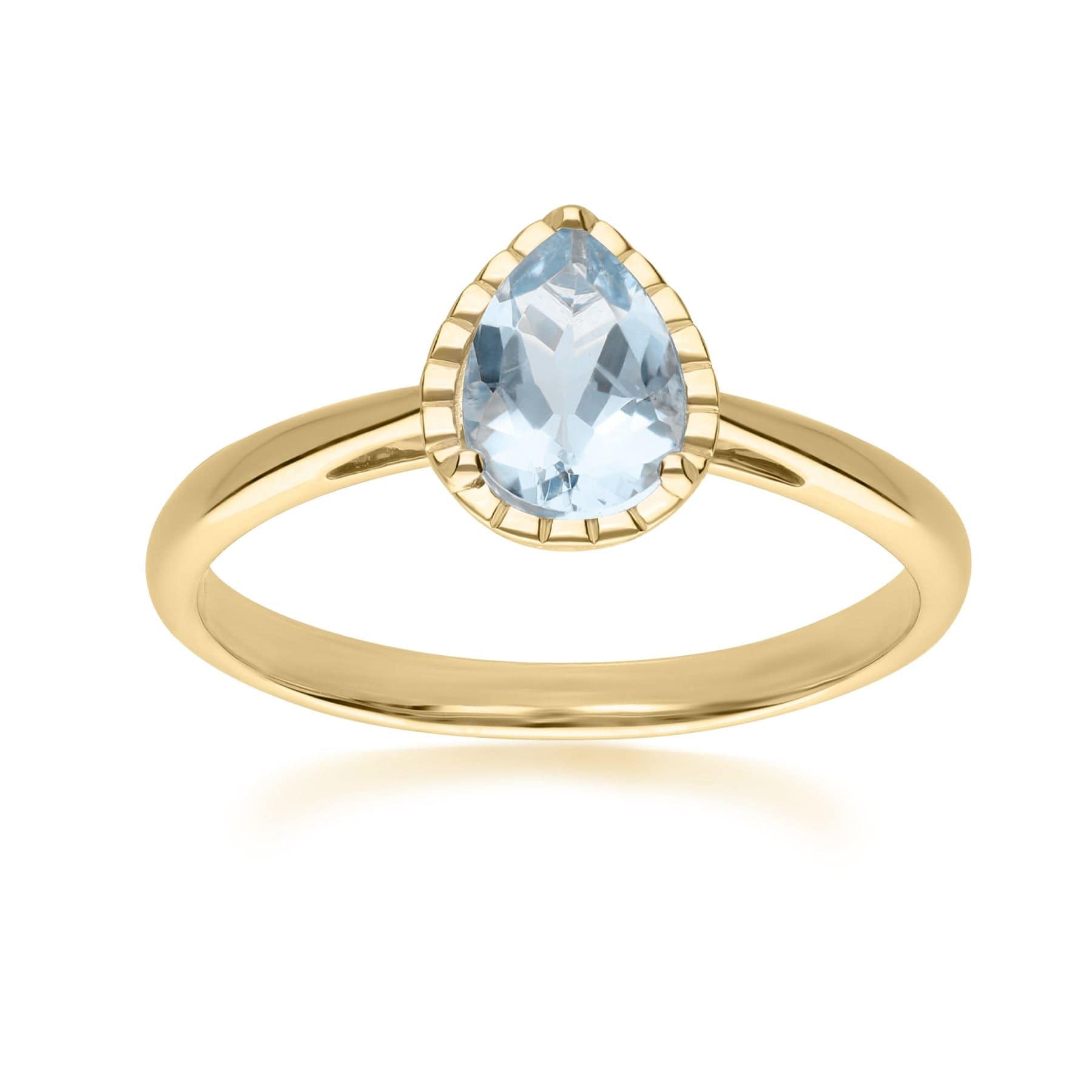 Product photograph of Classic Pear Aquamarine Ring In 9ct Yellow Gold from Gemondo Jewellery