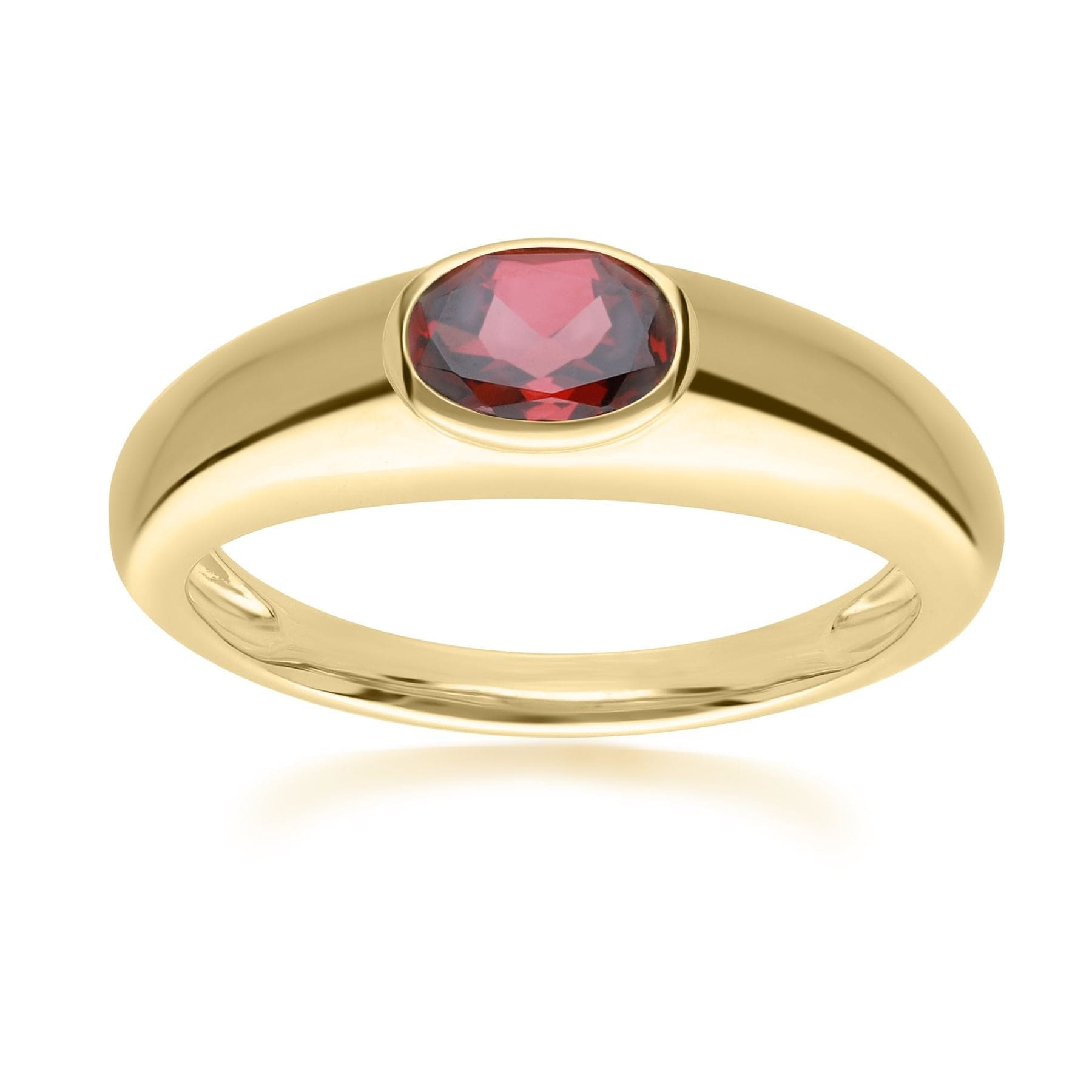 Product photograph of Modern Classic Oval Garnet Ring In 18ct Gold Plated Silver from Gemondo Jewellery