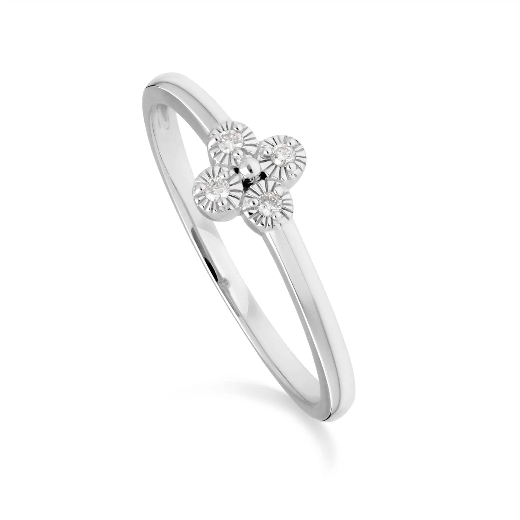 Image of Diamond Flowers Ring in 9ct White Gold