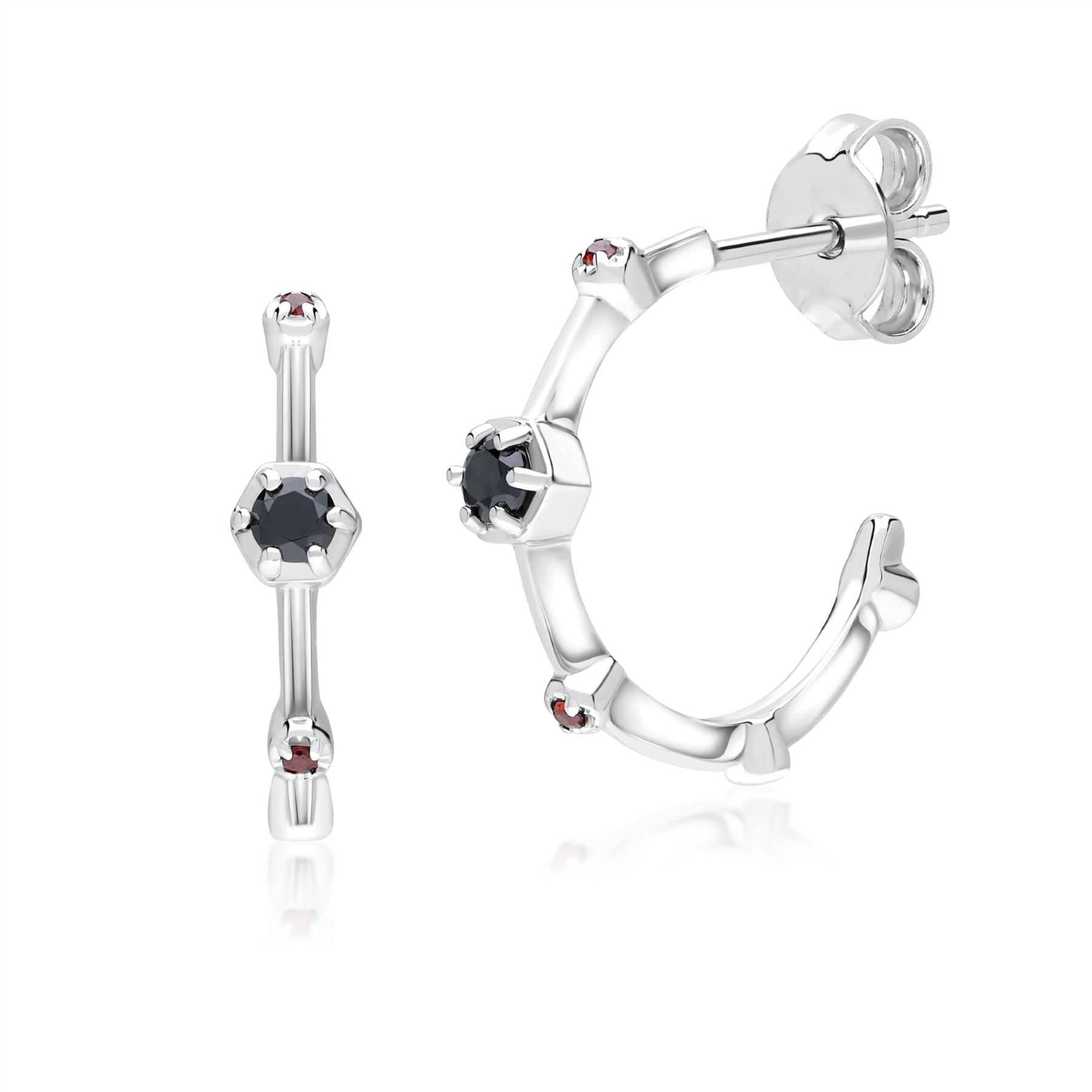 Product photograph of Modern Glam Spinel Garnet Mini Hoop Earrings In Sterling Silver from Gemondo Jewellery