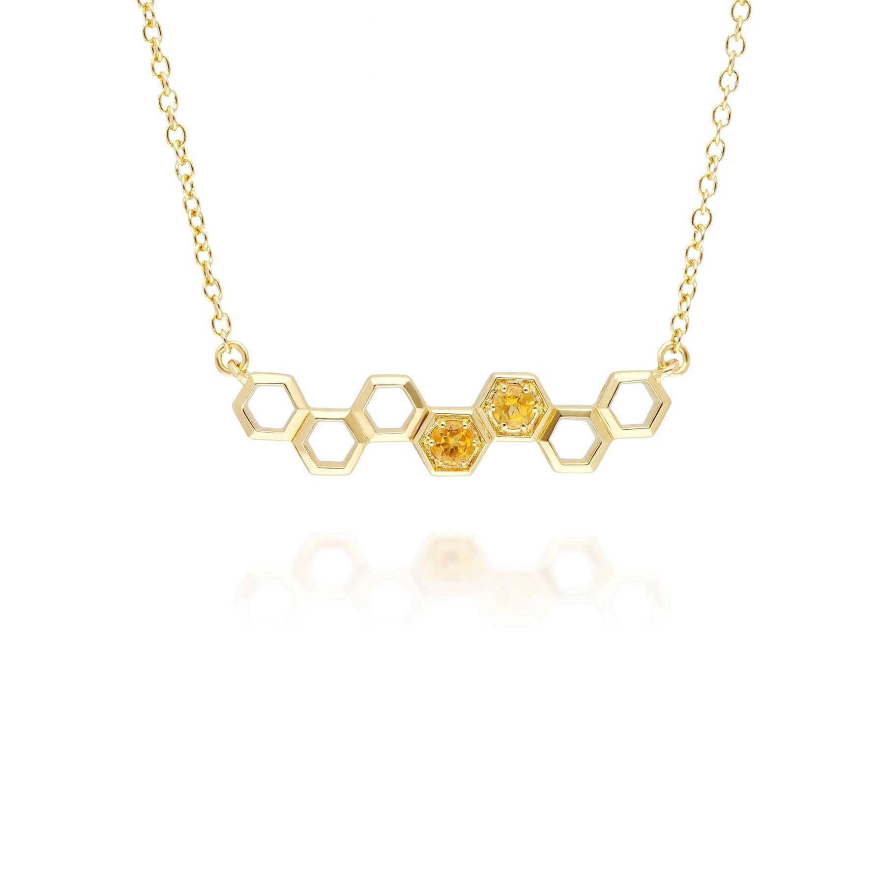 Photos - Pendant / Choker Necklace Honeycomb Inspired Citrine Link Necklace in 9ct Yellow Gold