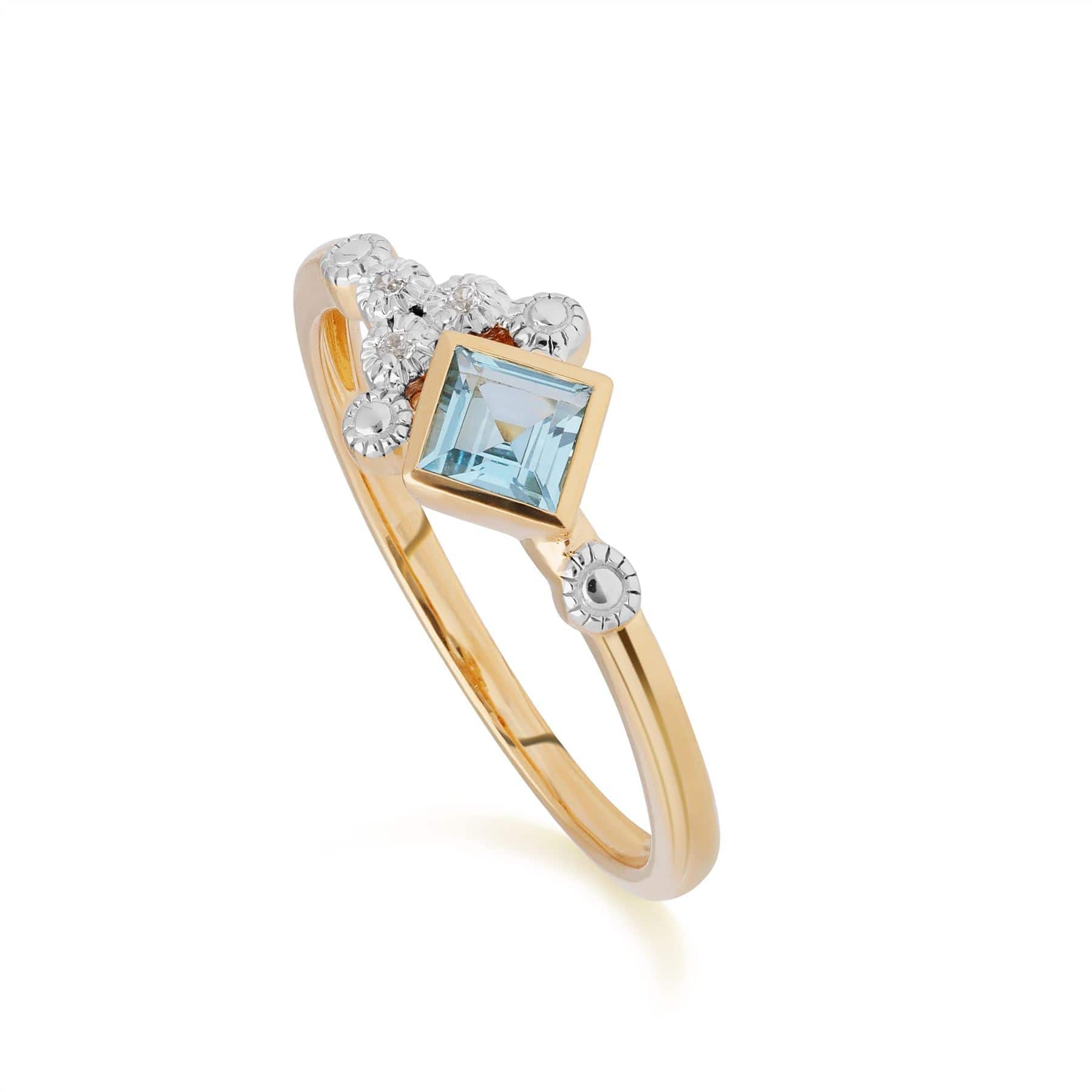 Product photograph of Modern Glam Blue Topaz Diamond Ring In 9ct Yellow Gold from Gemondo Jewellery