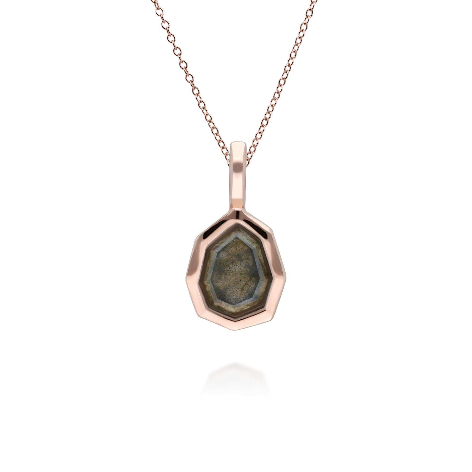 Photos - Pendant / Choker Necklace Irregular B Gem Labradorite Pendant in Rose Gold Plated Sterling Silver