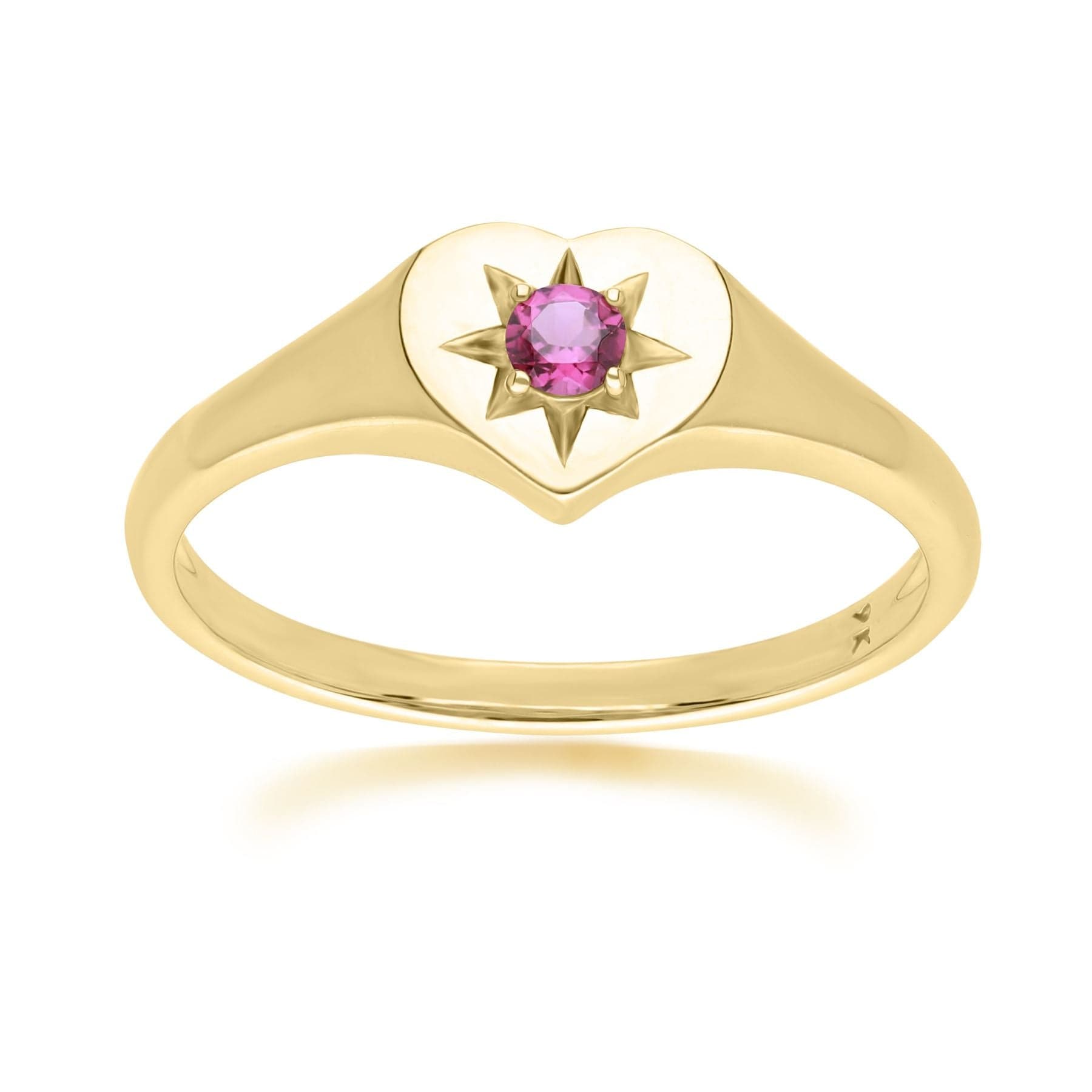 Product photograph of Ecfew The Liberator Rhodolite Heart Ring In 9ct Yellow Gold from Gemondo Jewellery