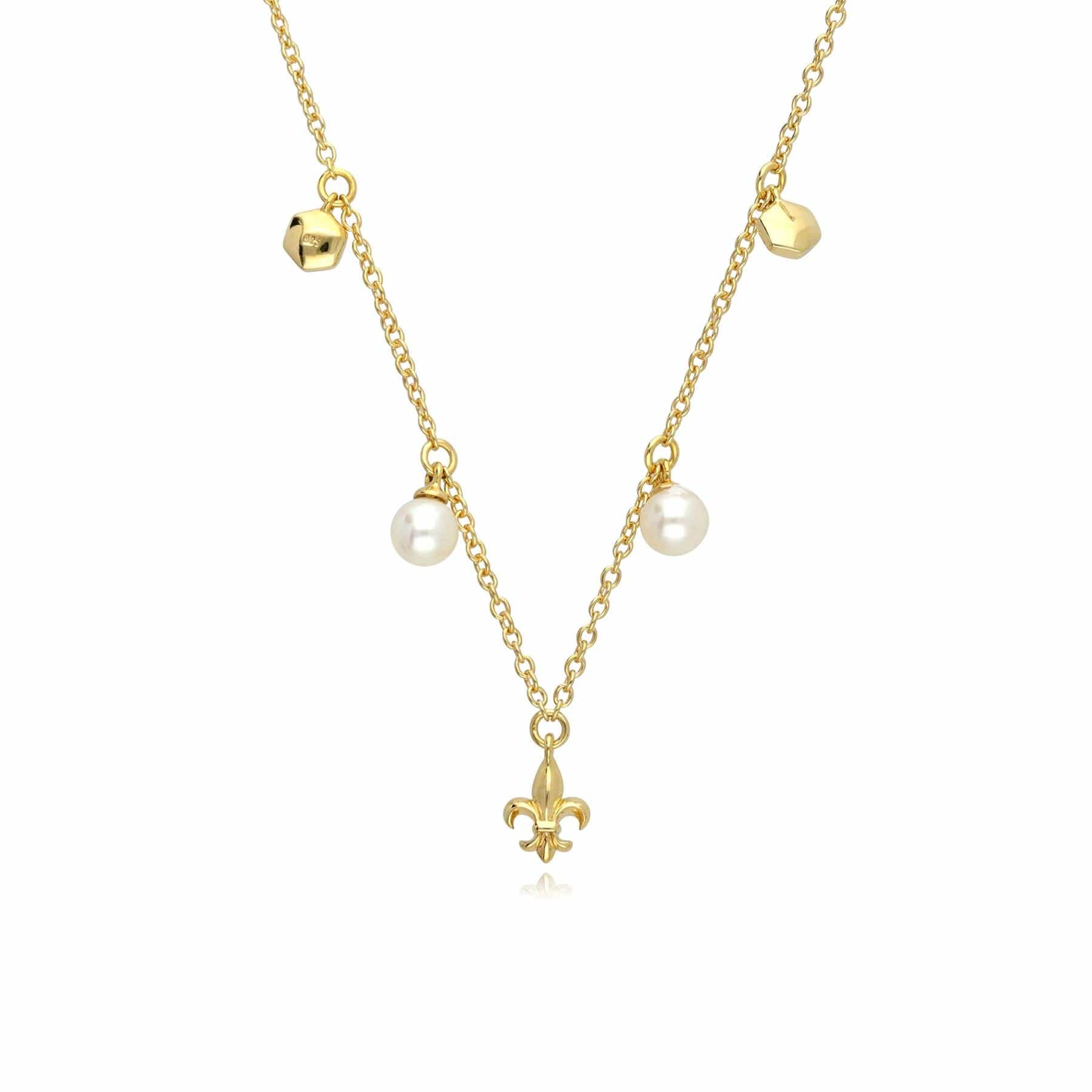 Product photograph of Ecfew Pearl Fleur De Lis Choker Necklace In 9ct Yellow Gold from Gemondo Jewellery