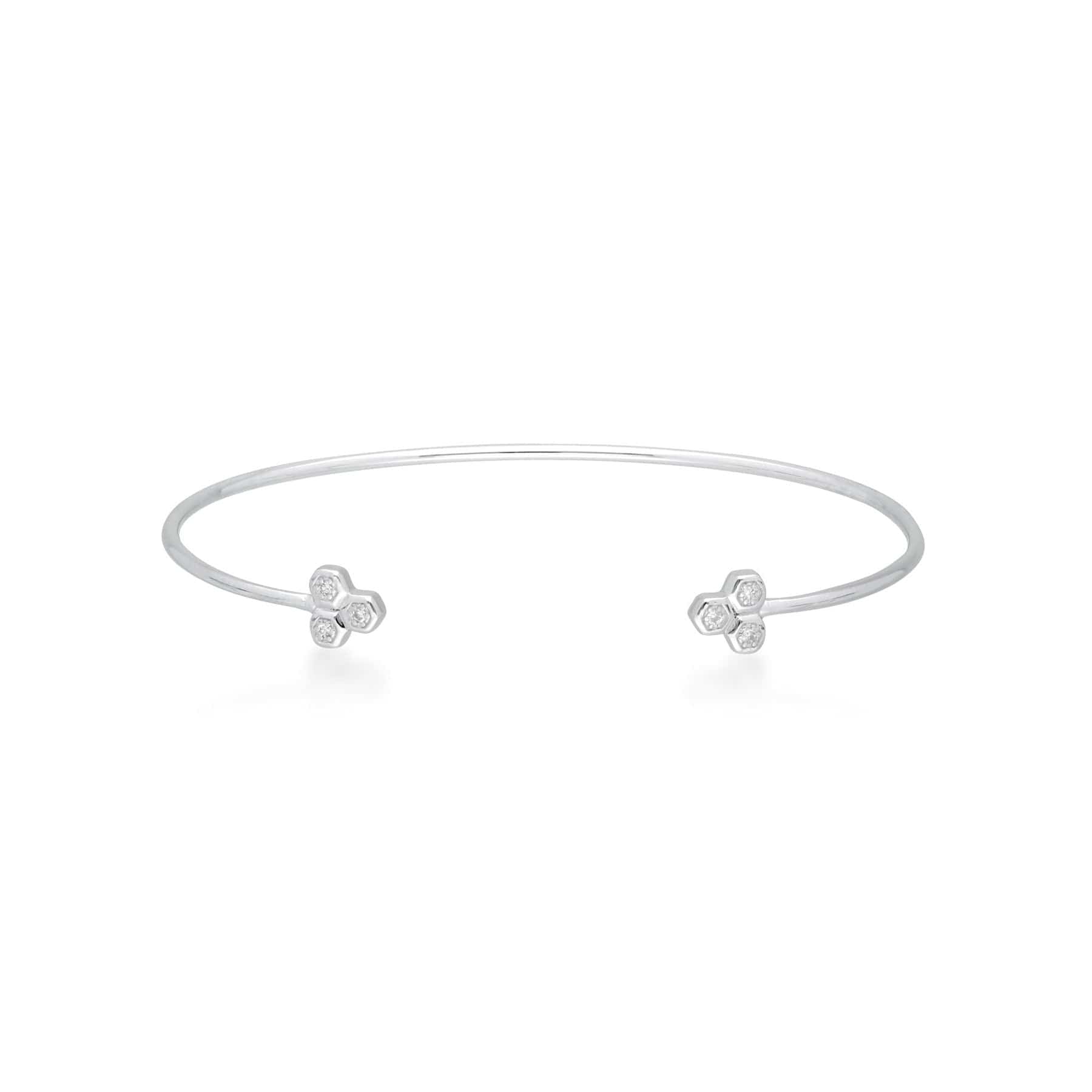 Product photograph of Diamond Trilogy Geometric Bangle In 9ct White Gold from Gemondo Jewellery