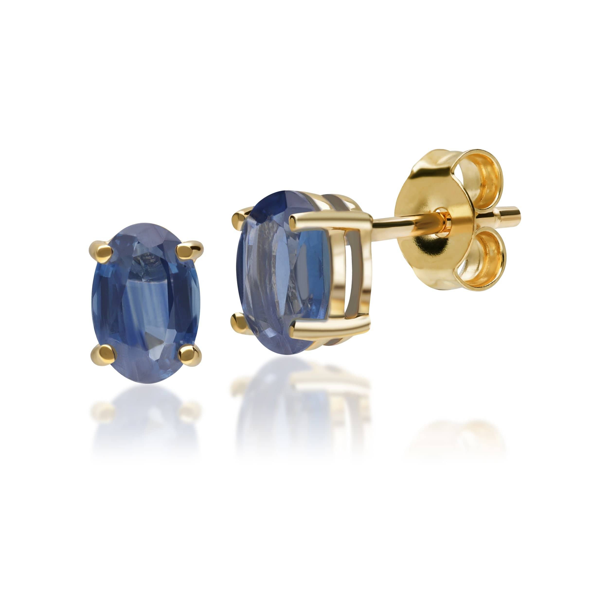 Product photograph of Classic Oval Blue Sapphire Stud Earrings In 9ct Gold from Gemondo Jewellery