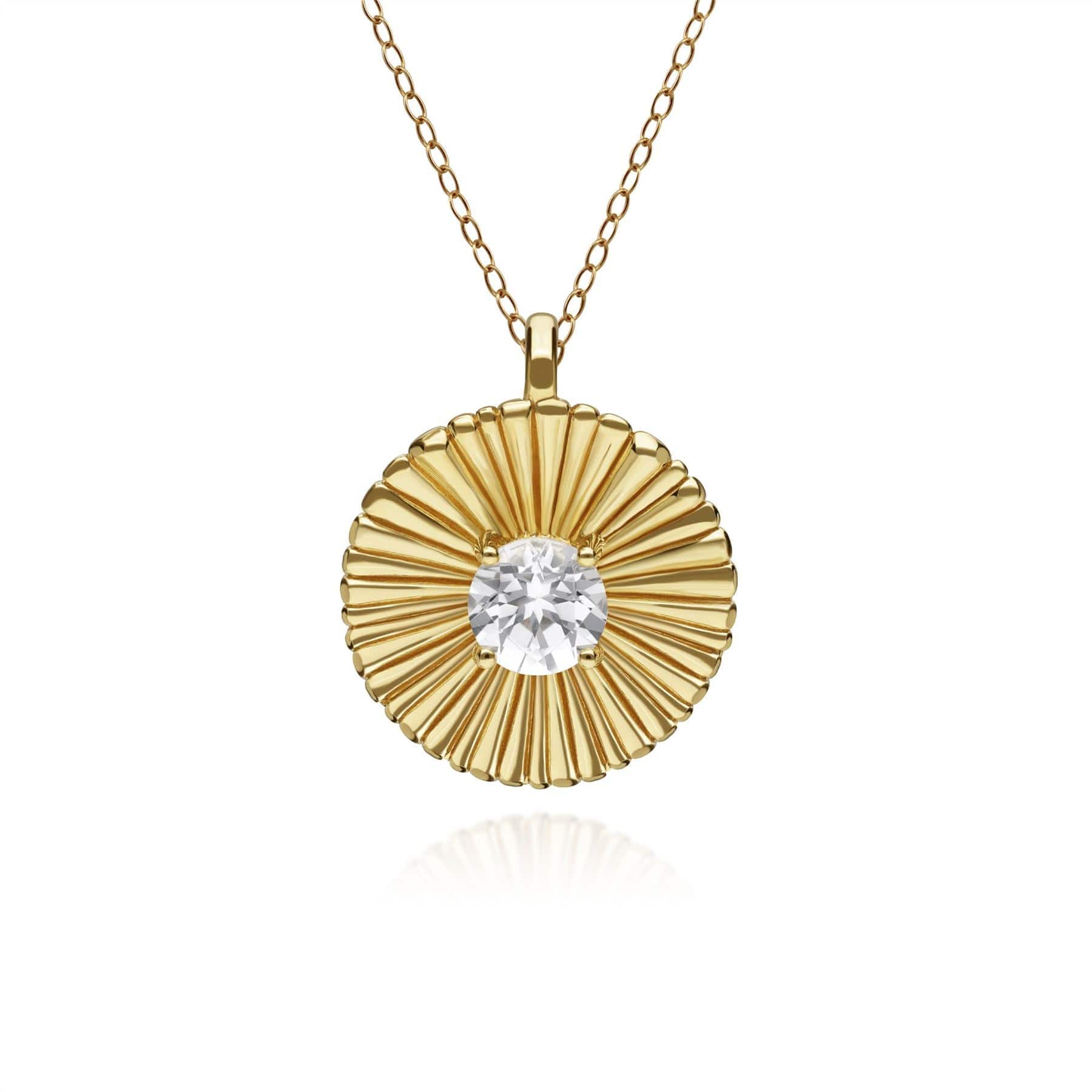 Product photograph of Caruso White Topaz Floral Pendant In Gold Plated Sterling Silver from Gemondo Jewellery