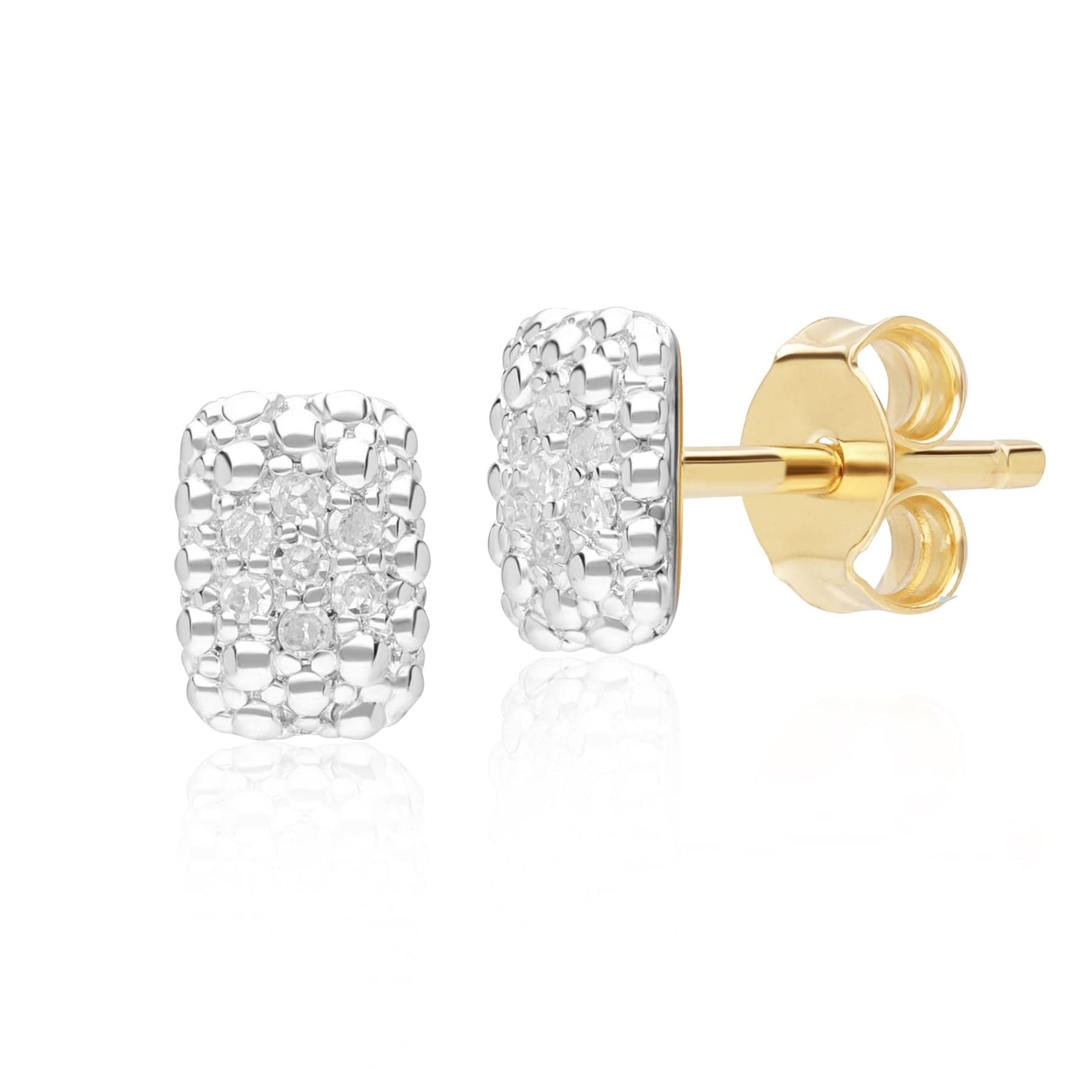 Product photograph of Diamond Pave Rectangle Stud Earrings 9ct Yellow Gold from Gemondo Jewellery