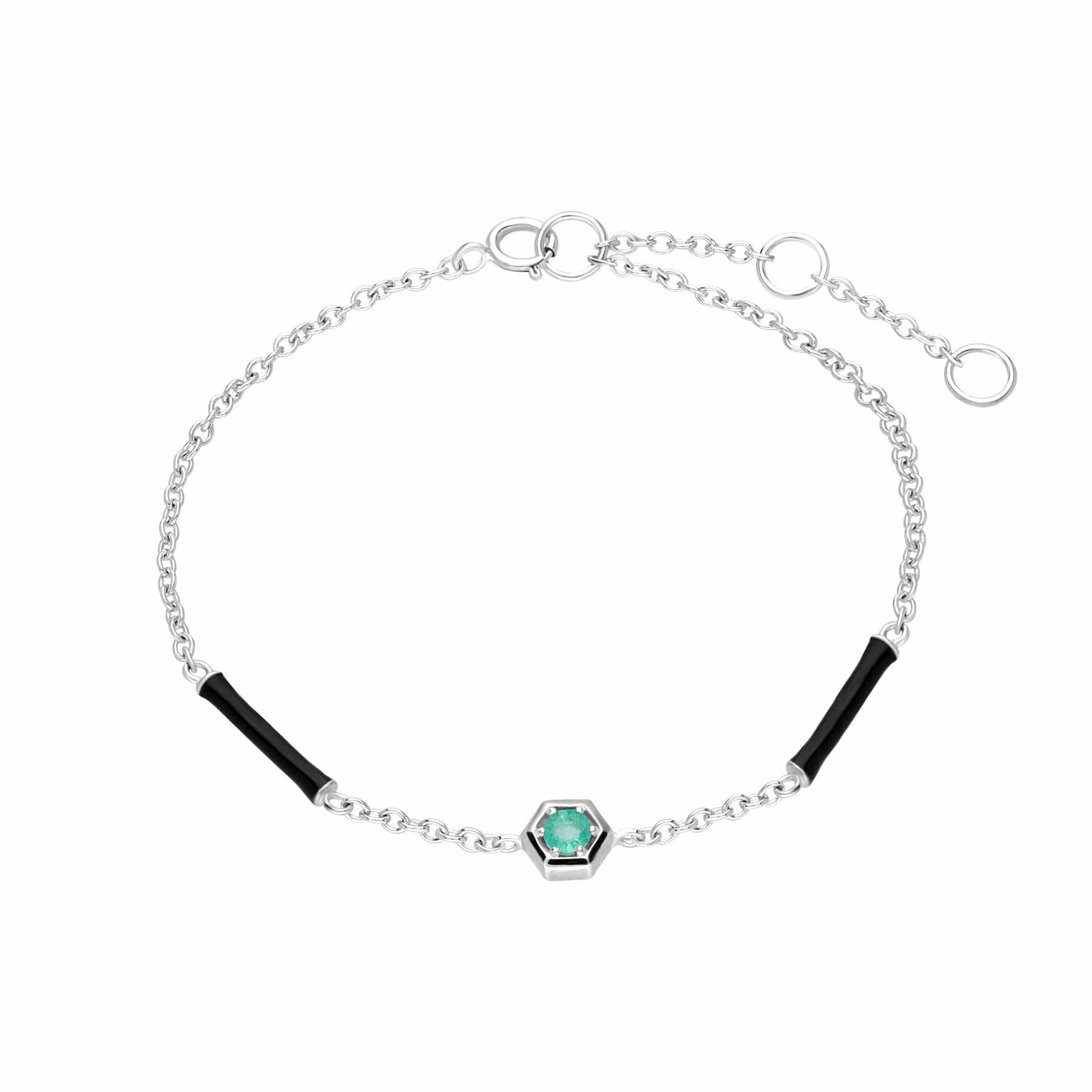 Image of Grand Deco Enamel & Emerald Bracelet in 9ct White Gold