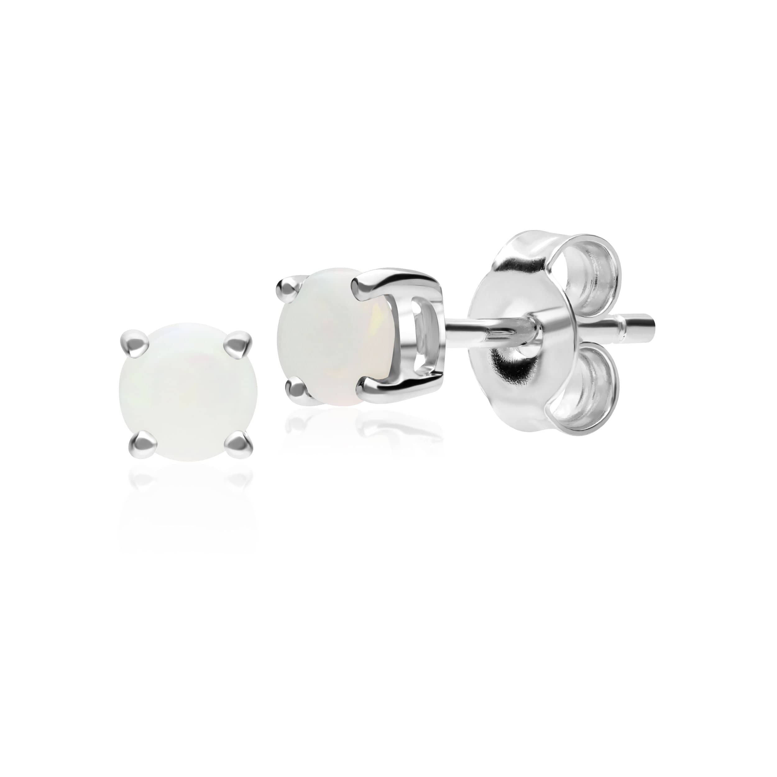 Product photograph of Classic Round Opal Stud Earrings In 9ct White Gold from Gemondo Jewellery