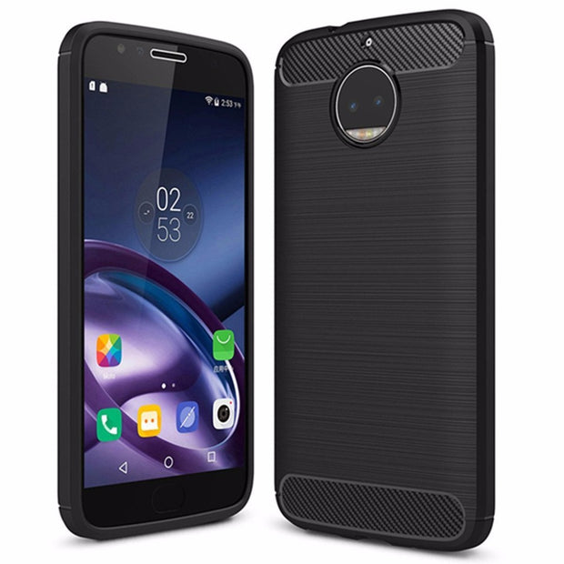 Carbon Silicone Case On For Motorola Moto G5s Plus Case Motorola G5s P Emerald Cases