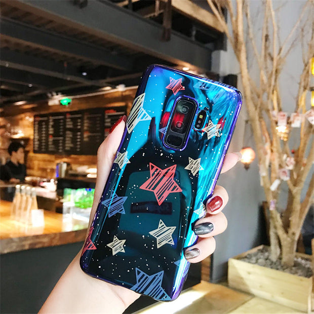 Denlais Cartoon Case For Samsung Galaxy S8 S9 Plus Case Cute Girls Mic Emerald Cases