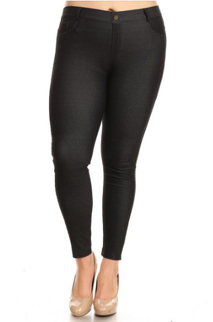 plus size black jeggings with pockets