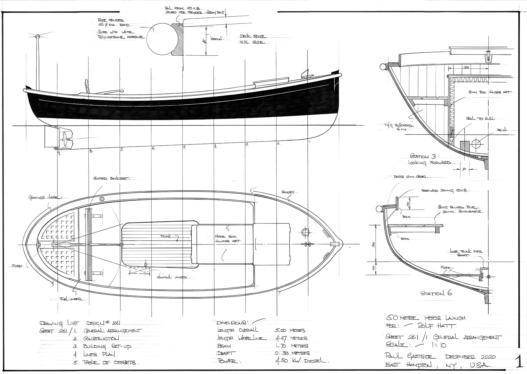 Gartside Boats  5.0 Metre Motor Launch Design #261