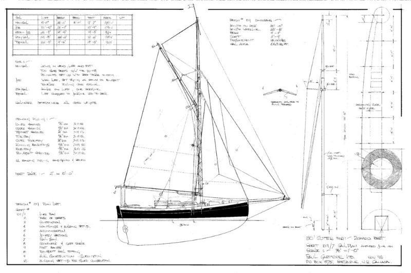 gartside boats 30 ft gaff cutter, design #109