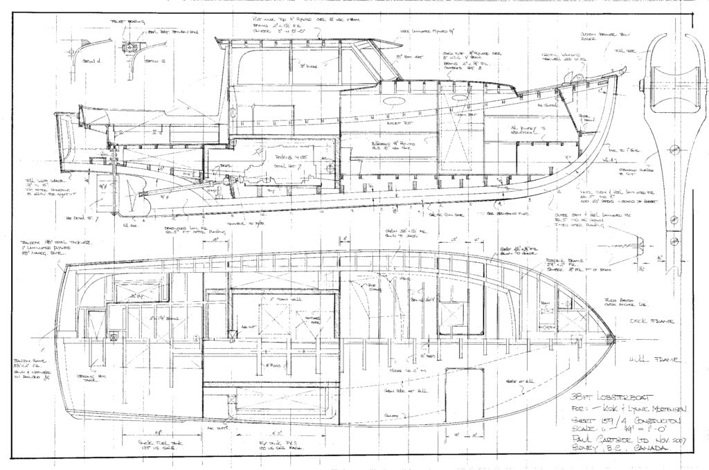 gartside boats 38ft lobsterboat, design #159