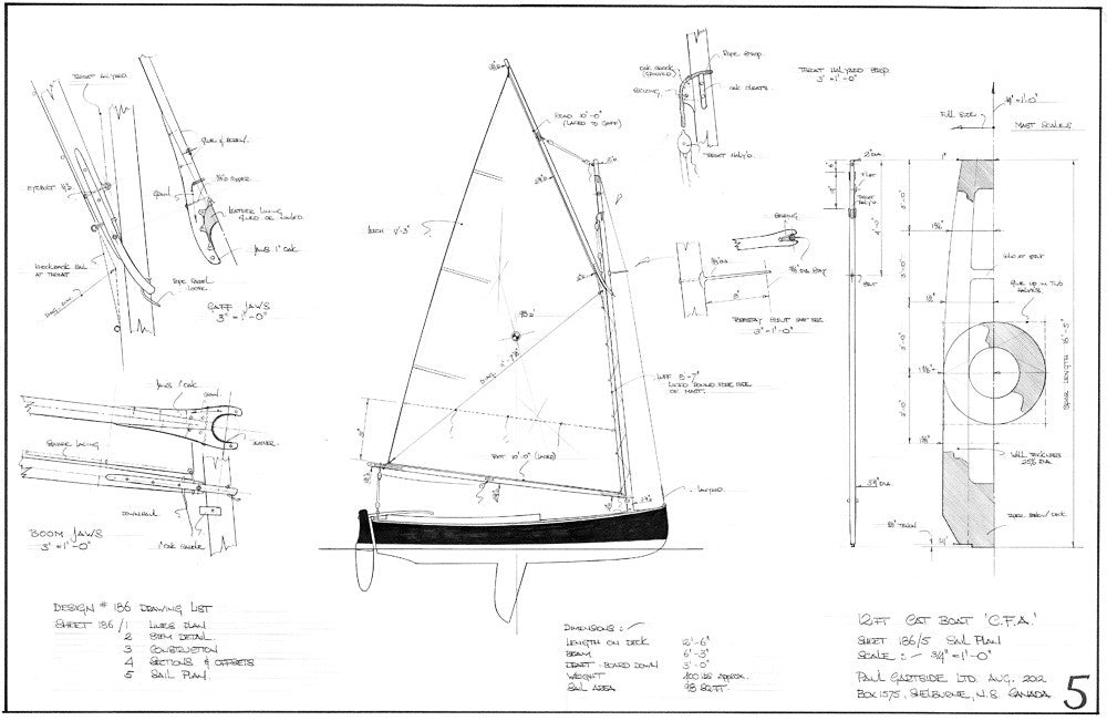 small cat boat of traditional model and construction. The design is ...