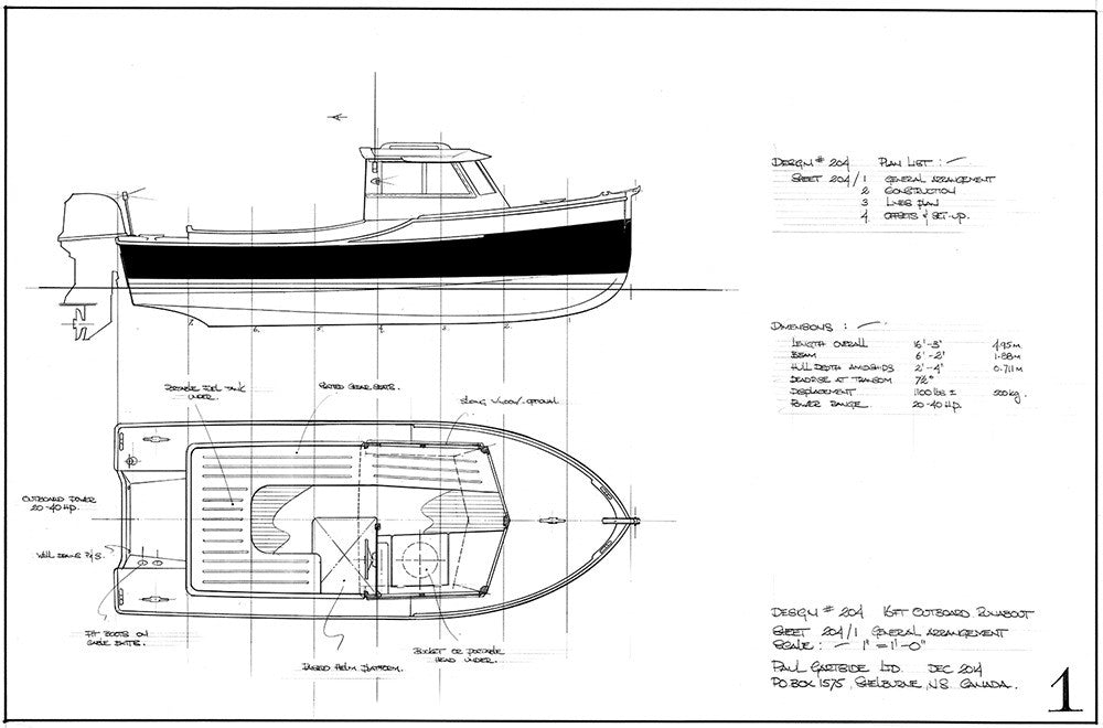 Gartside Boats  16 ft Outboard Runabout, Design #204