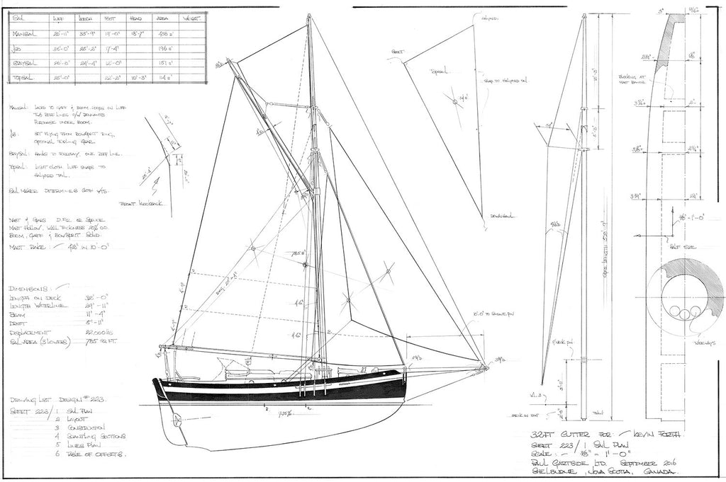 Gartside Boats 32FT Gaff Cutter, Design #223
