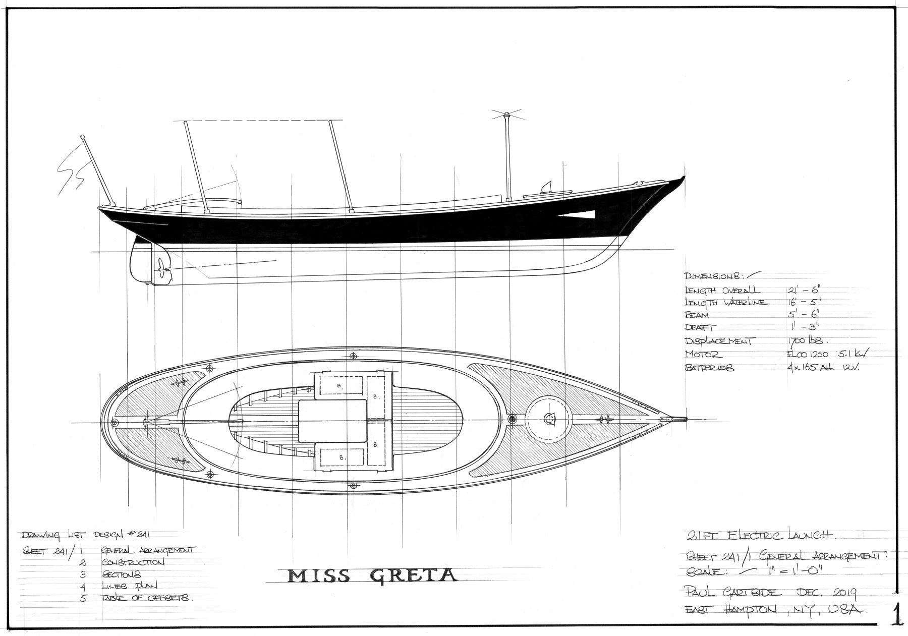 Gartside Boats  5.0 Metre Motor Launch Design #261