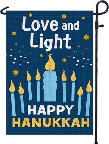 Happy Hanukkah Candle Garden Flag - 4