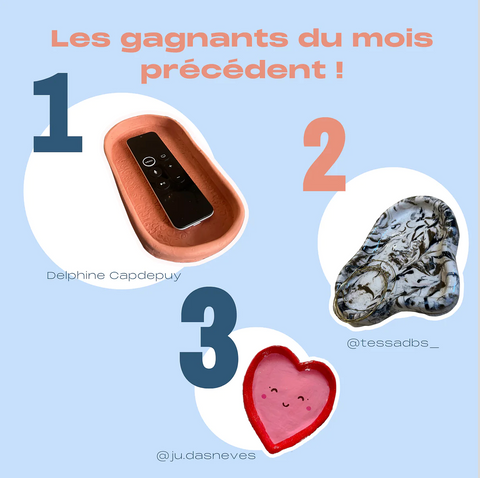 Les gagnants du mois précédent du défi poterie