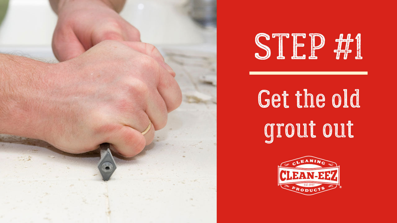 Step 1 banner on how to remove grout