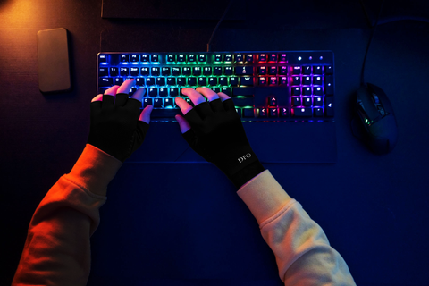 gaming in compression gloves